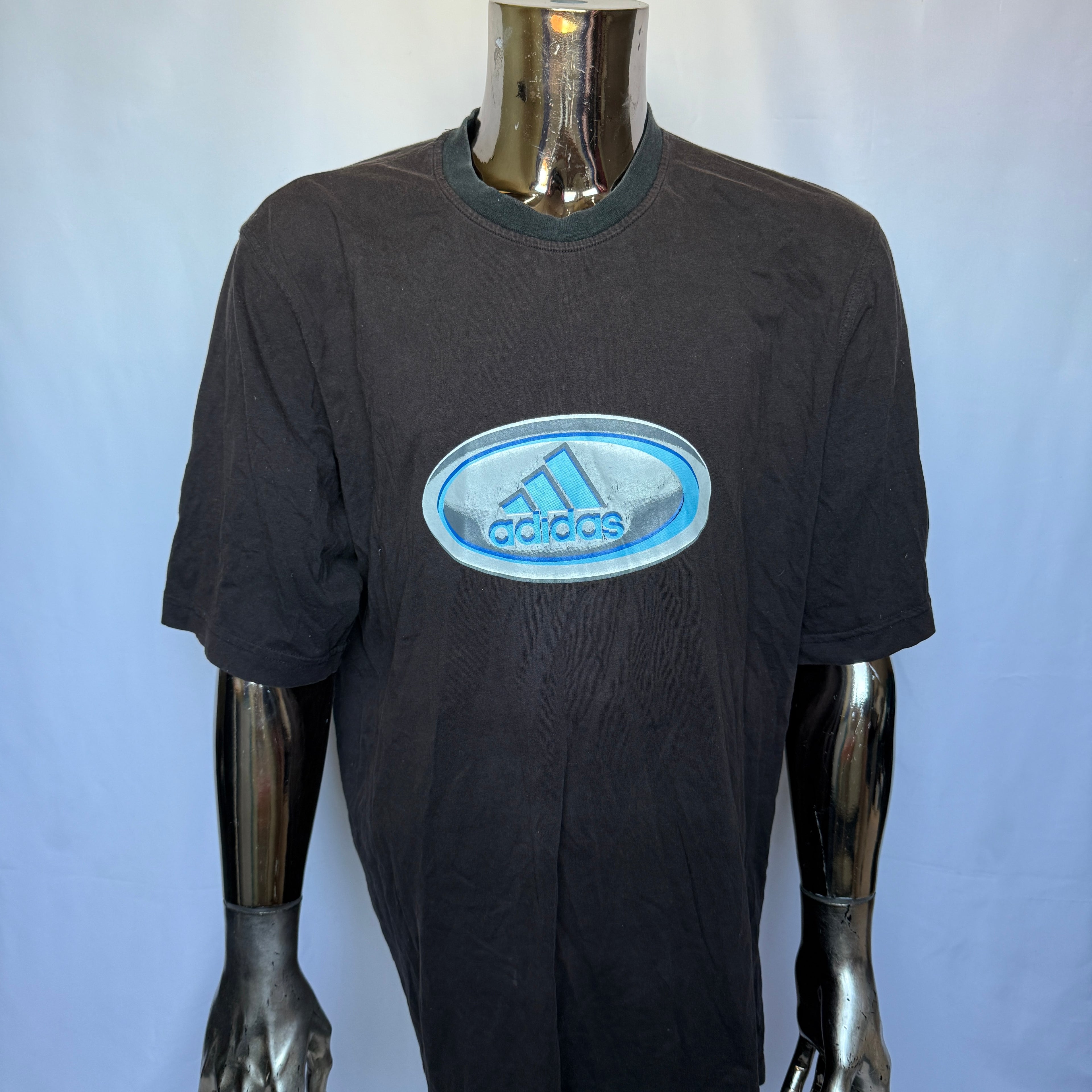 Adidas Performance T-Shirt – Oval Logo – späte 90er / frühe 00er Vintage - Größe L