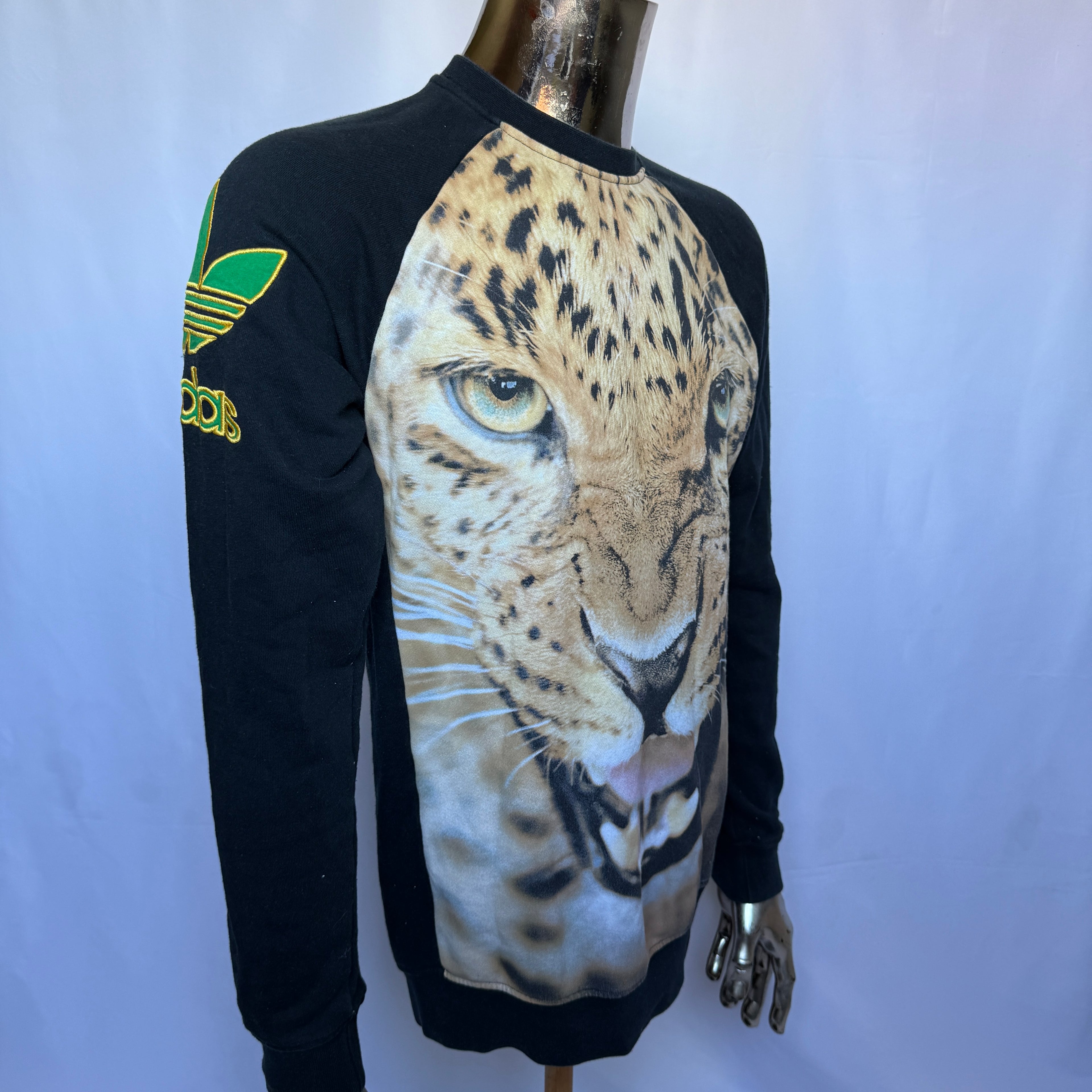 Adidas Sweatshirt / Pullover Leopard Frontprint (seltener Animal-Print) – Größe S