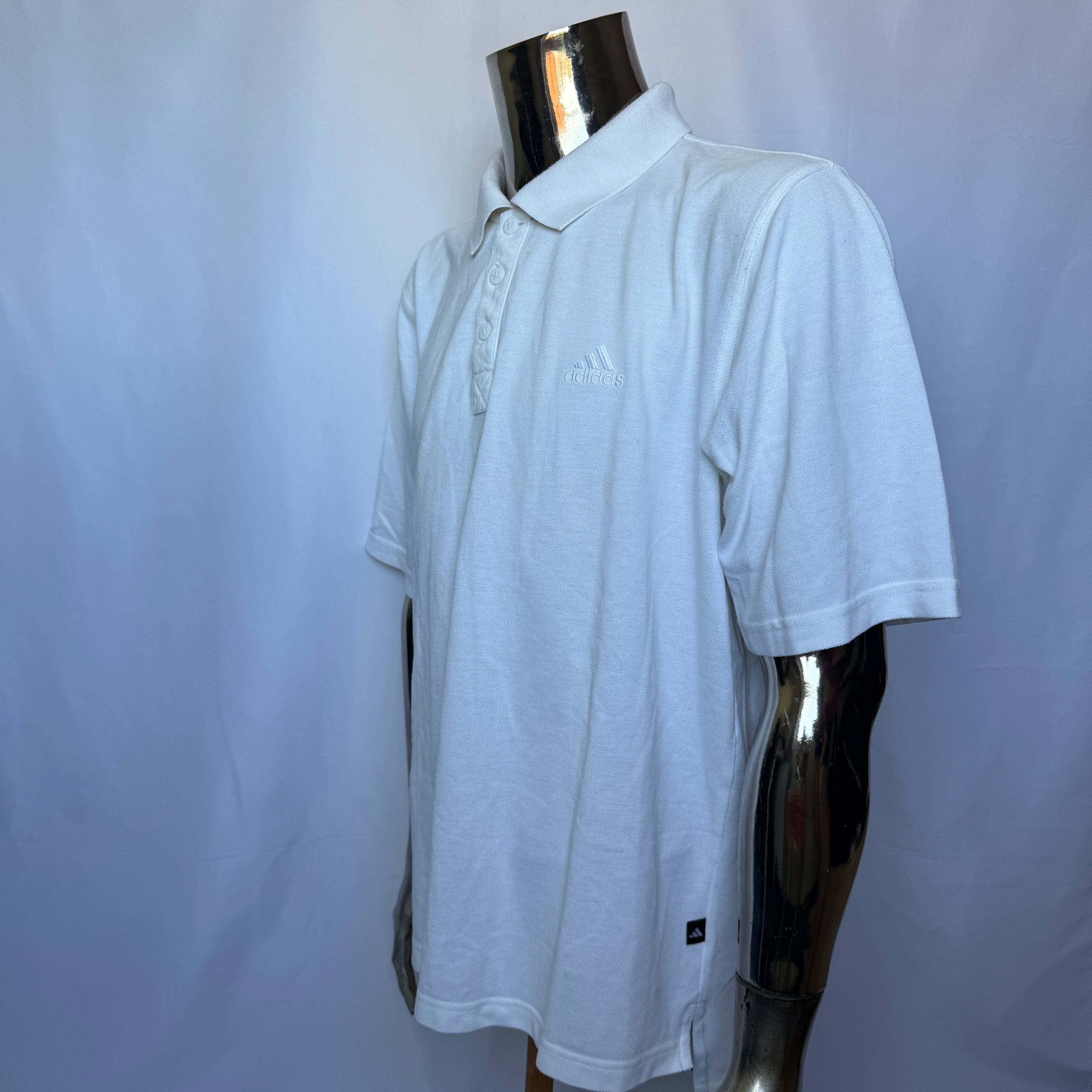 Adidas Polo Shirt – White Classic – Release 2000 Vintage – Größe L