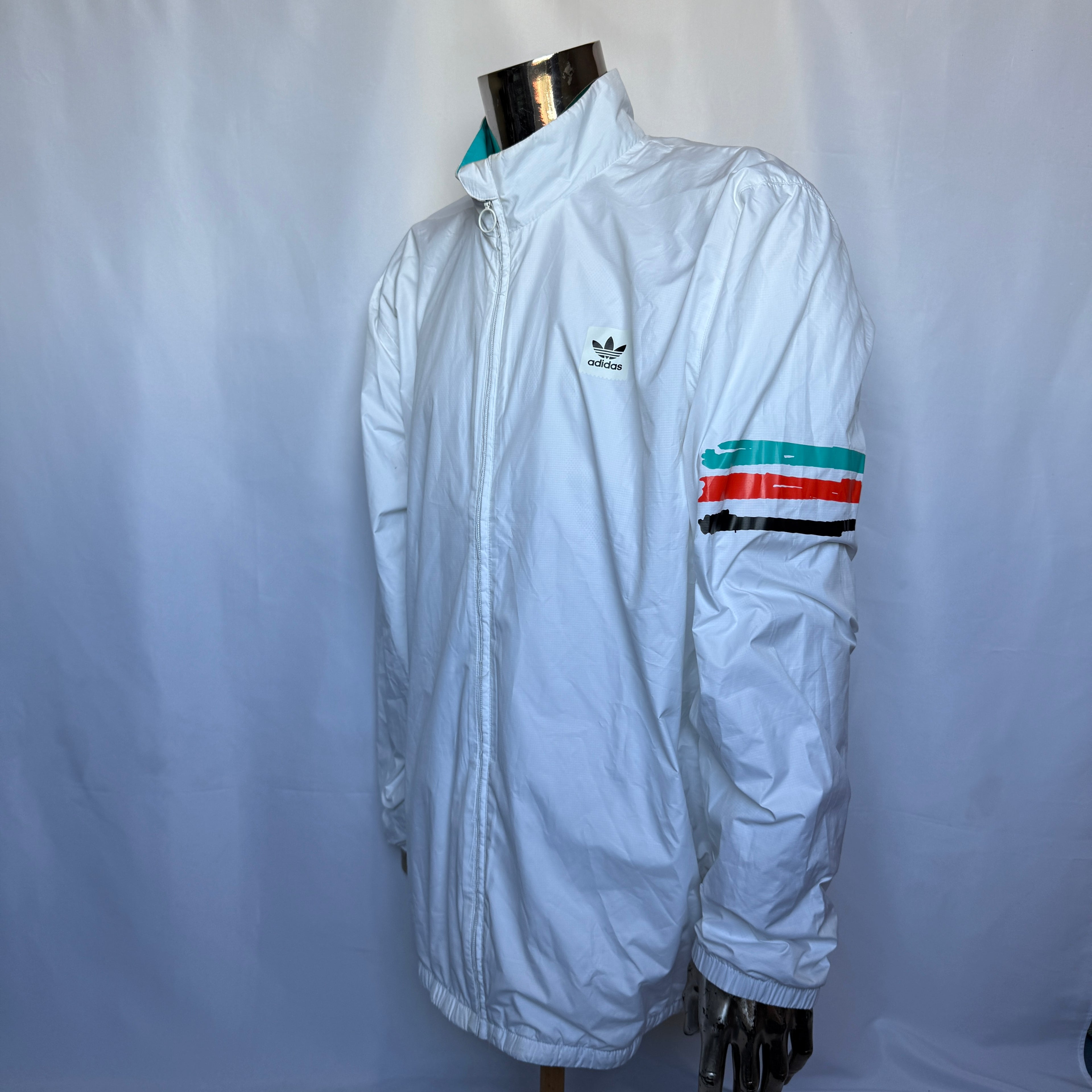 Adidas Originals Windbreaker / Jacke – White Trefoil Stripe – Retro - Größe XL