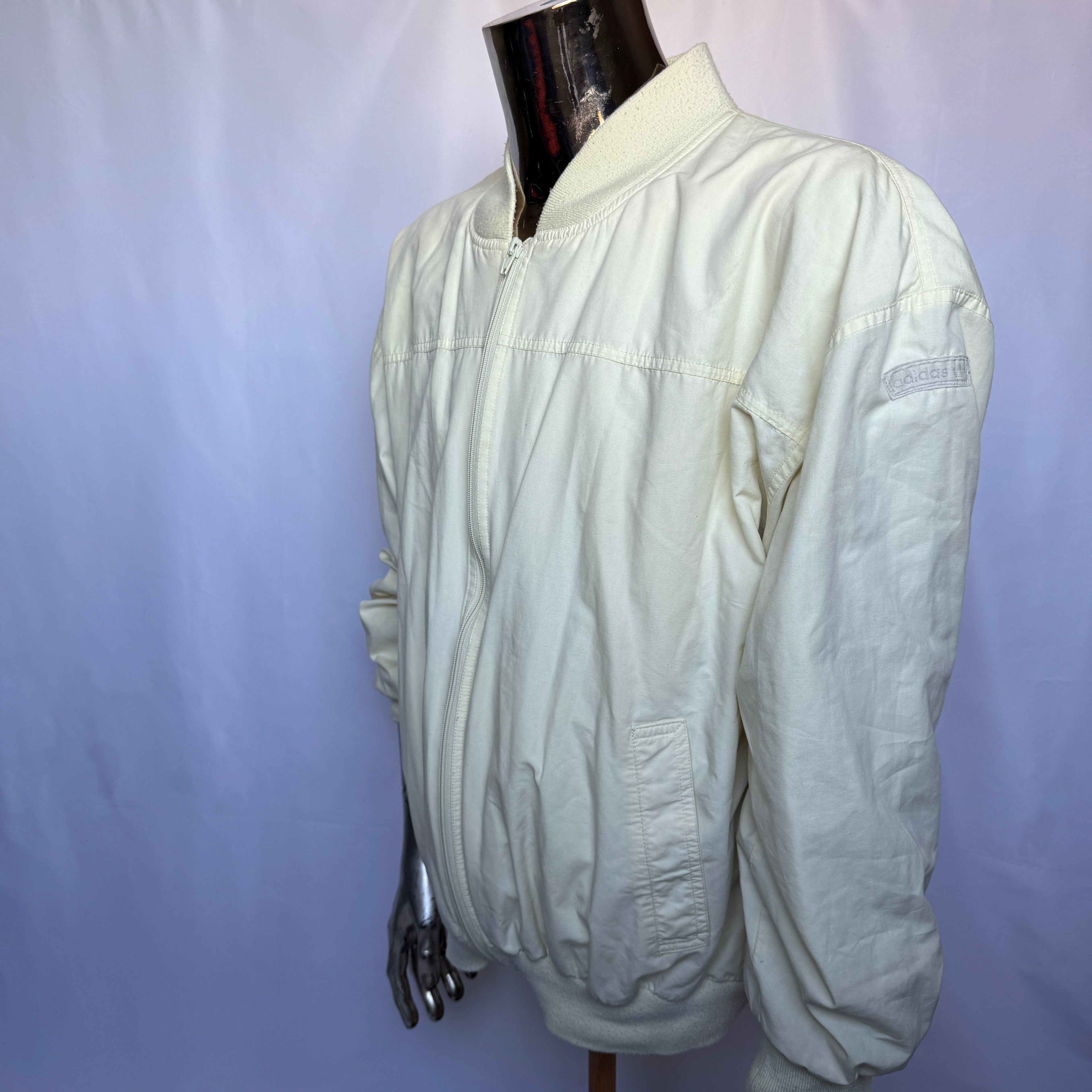 Adidas Originals Jacke- Off-White Minimal Look – 80er/90er Jahre Vintage - Gr. L