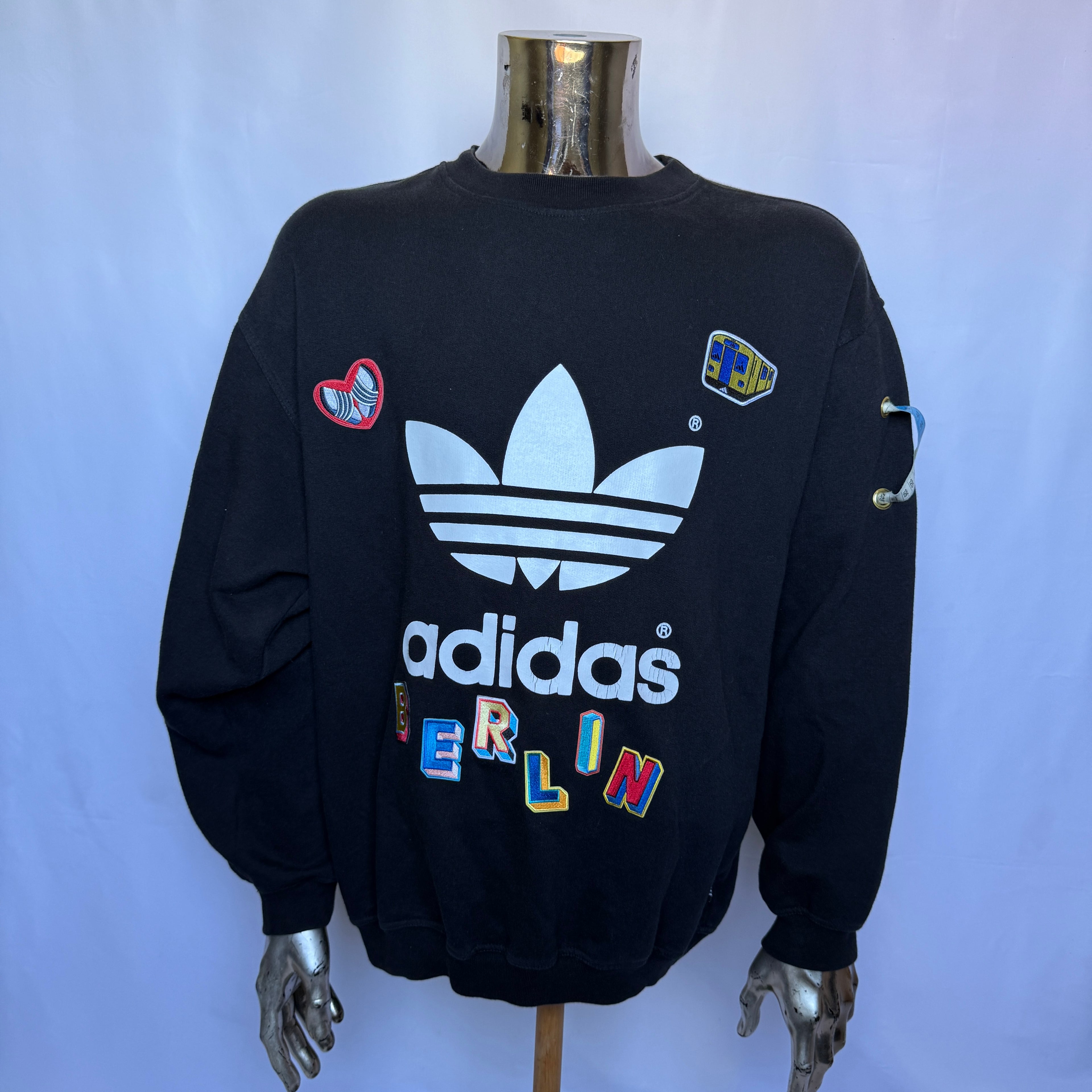 Adidas Berlin Sweatshirt / Pullover - frühe 90er Vintage (seltenes Design) - Größe L