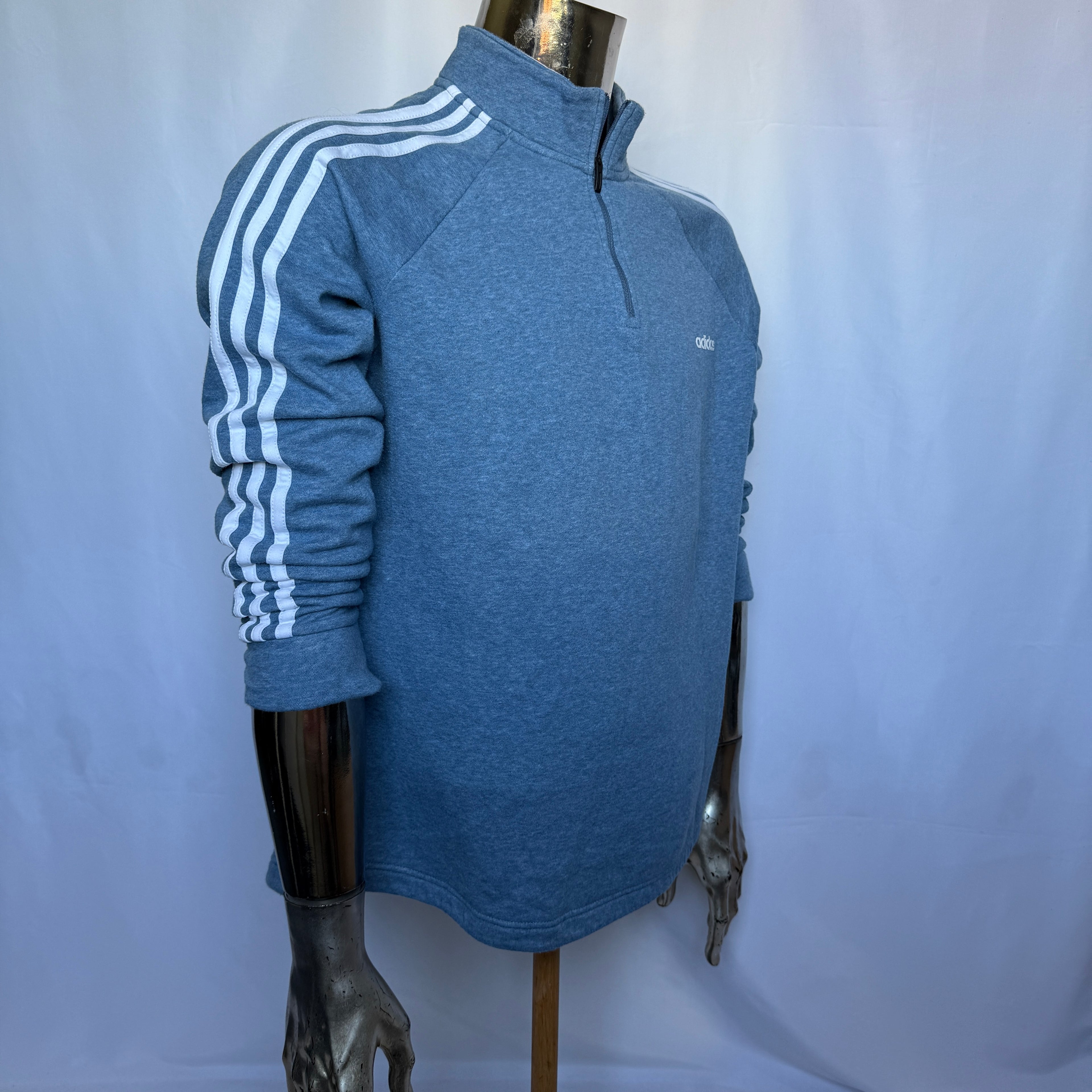 Adidas Half-Zip Pullover – Blau/Weis – Größe XL