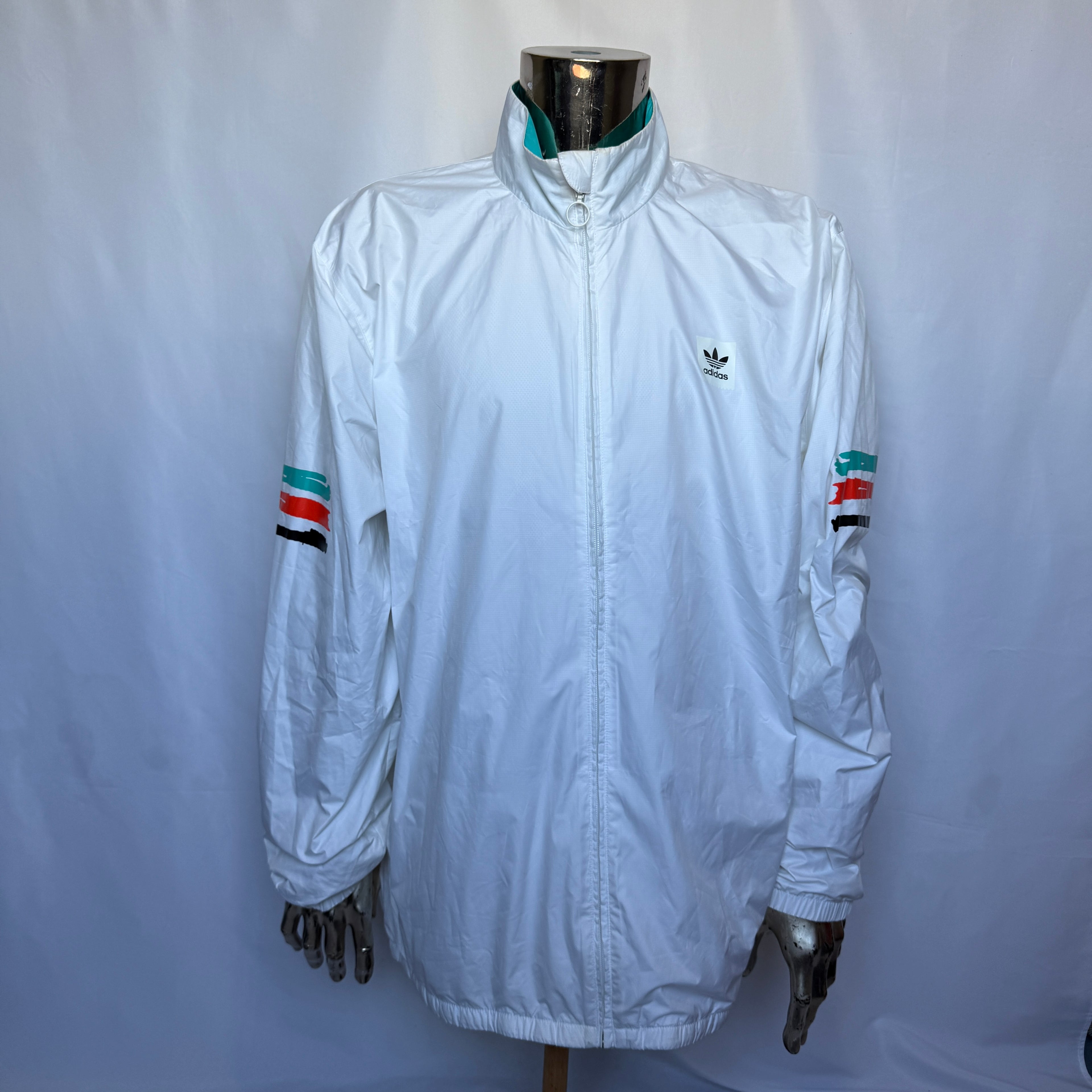 Adidas Originals Windbreaker / Jacke – White Trefoil Stripe – Retro - Größe XL