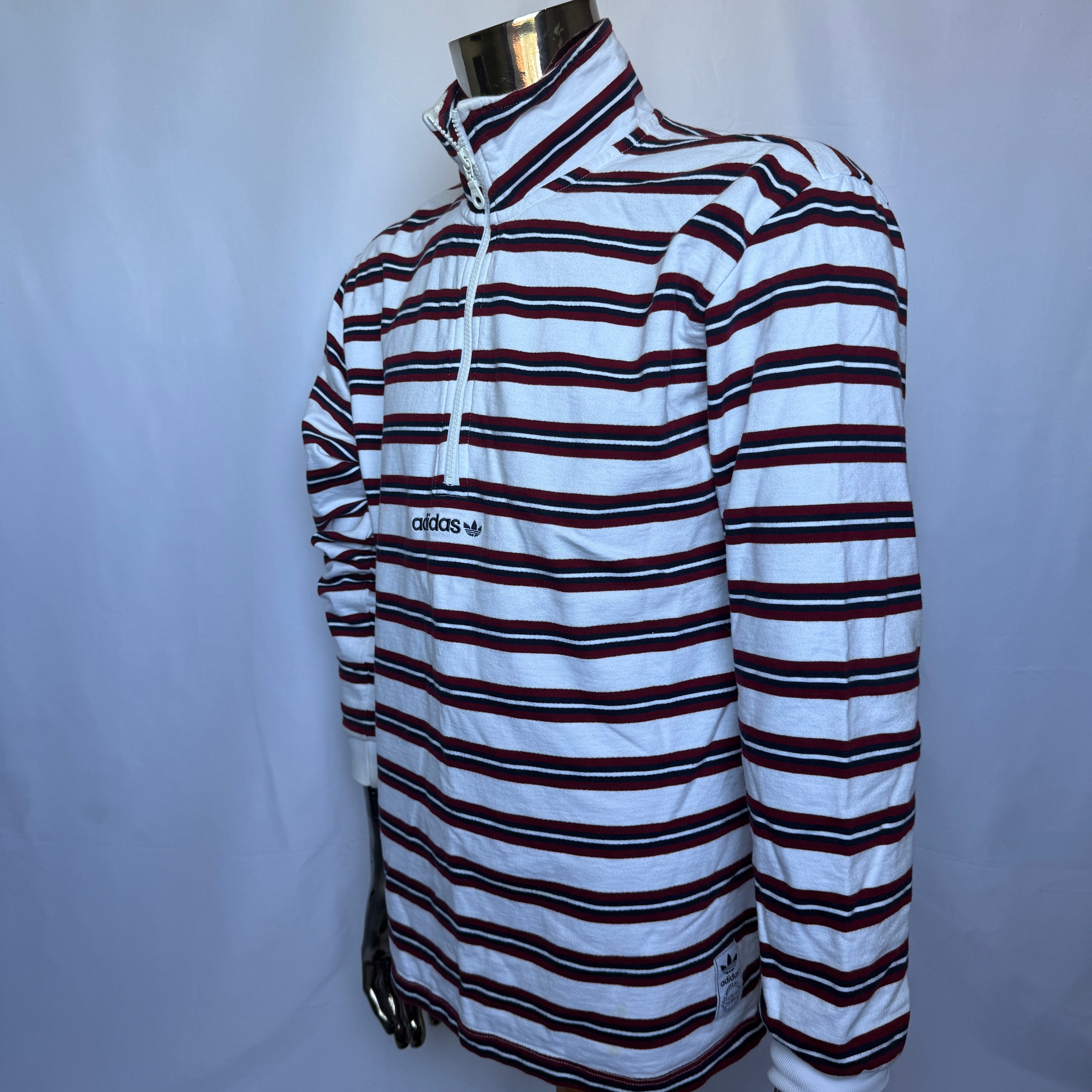 Adidas Longsleeve / Polo / Sweatshirt – Striped Retro Style – Größe M