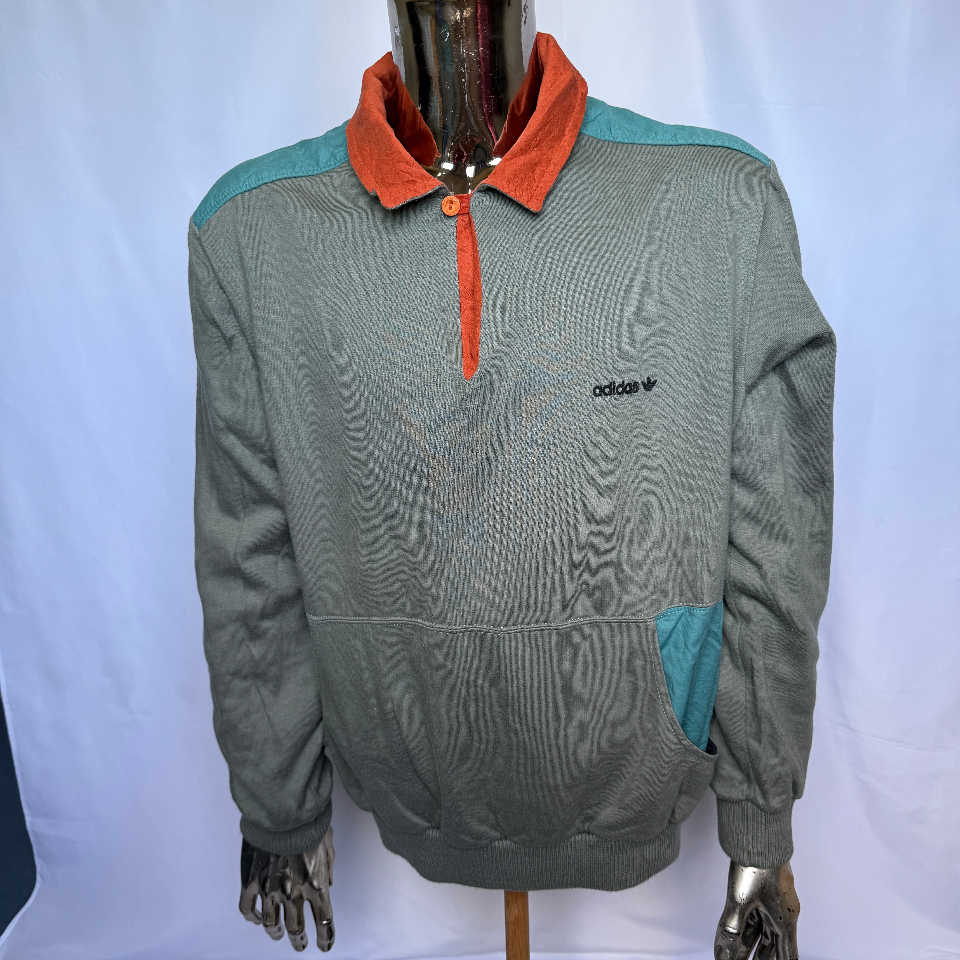 Adidas Vintage Sweatshirt / Polo – Made in France – 80er Jahre (Vintage / Rarität) - Größe L