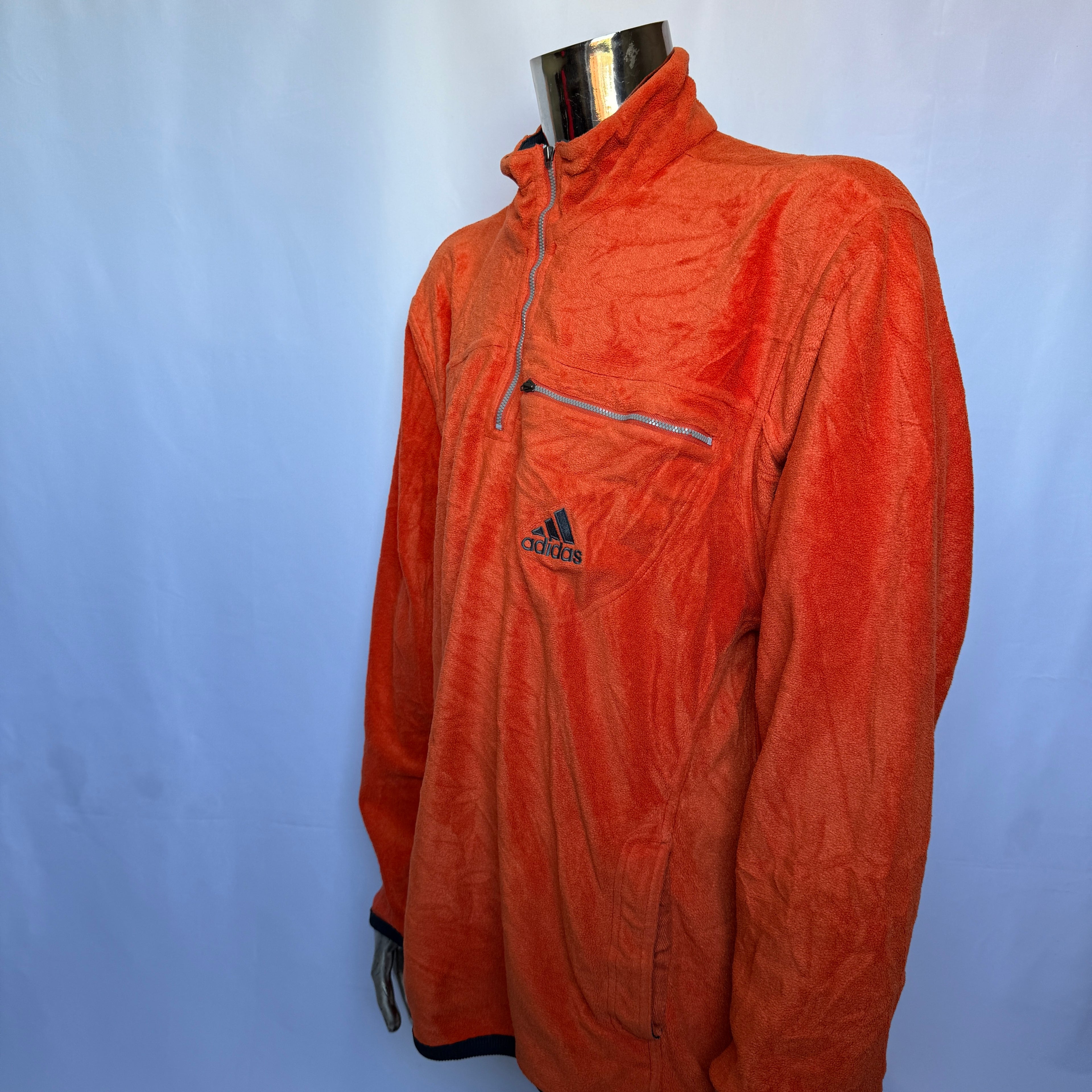 Adidas Half-Zip Fleece Pullover / Sweatshirt – späte 1990er Vintage - Größe L