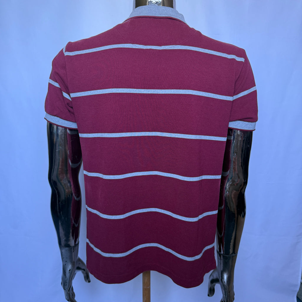 Adidas Polo Shirt – Burgundy Striped – Größe L