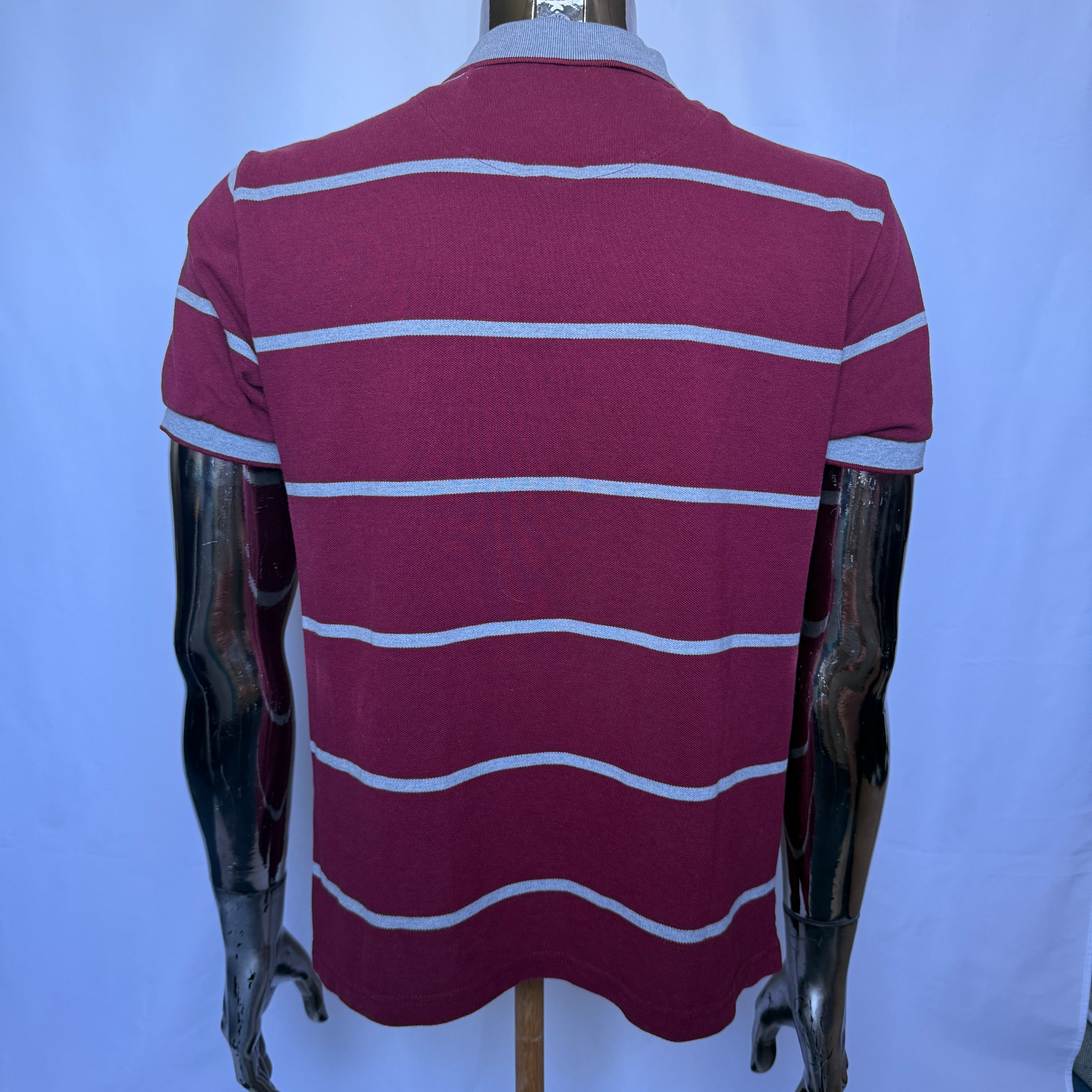 Adidas Polo Shirt – Burgundy Striped – Größe L