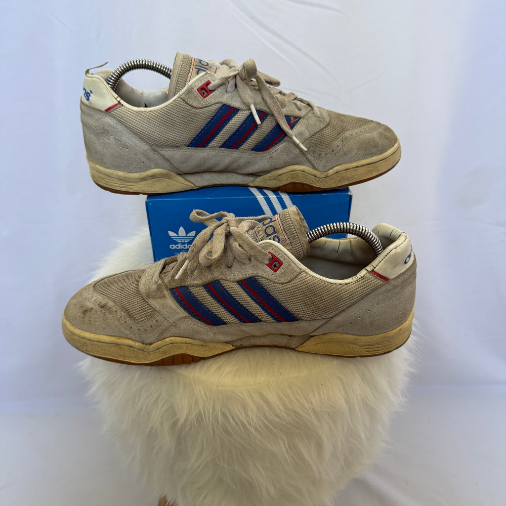 adidas Vintage Sneaker – Beige/Blau/Rot – Größe 43 1/3