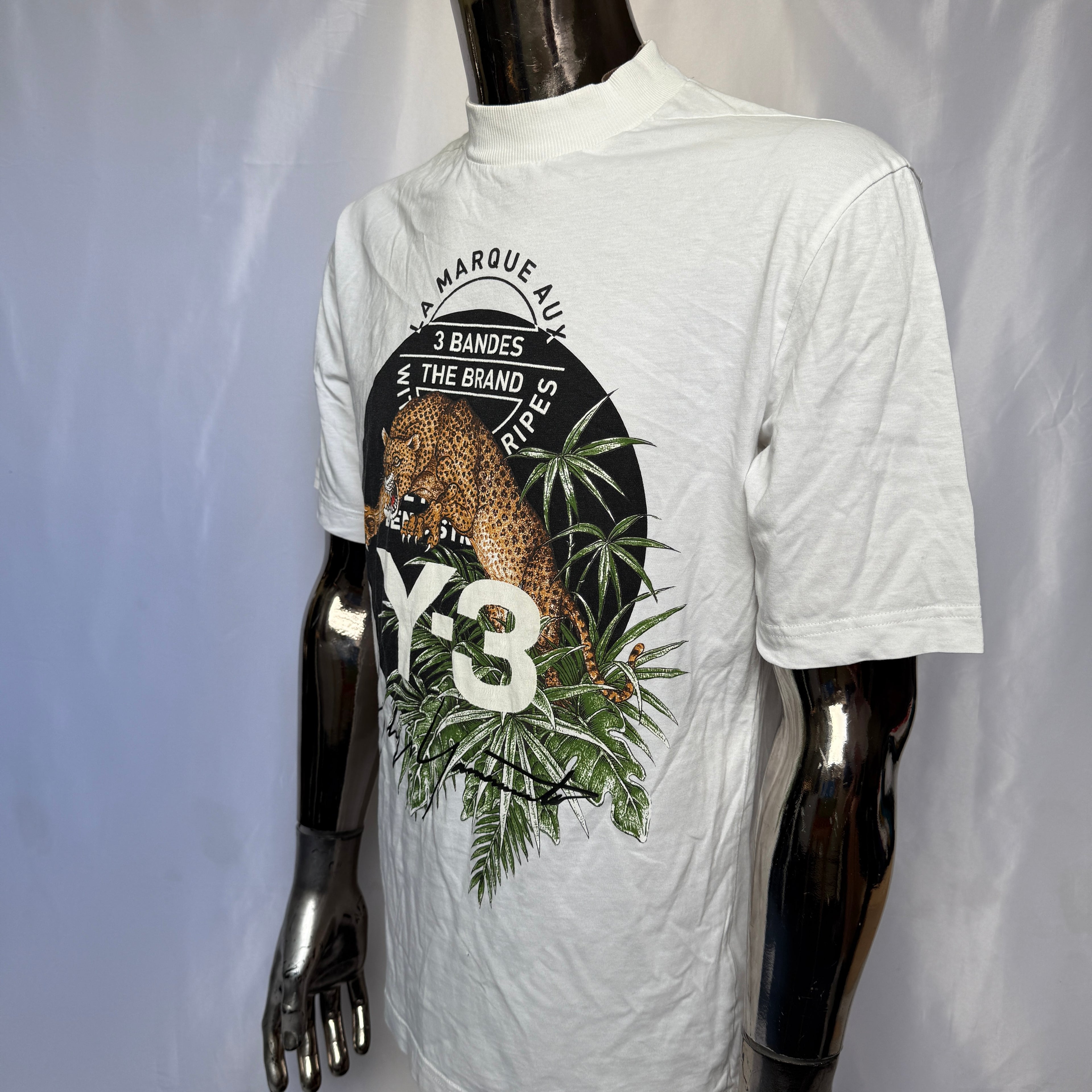Adidas Y-3 T-Shirt – White / Leopard Graphic (Yohji Yamamoto) limited - Größe XS (eher S)