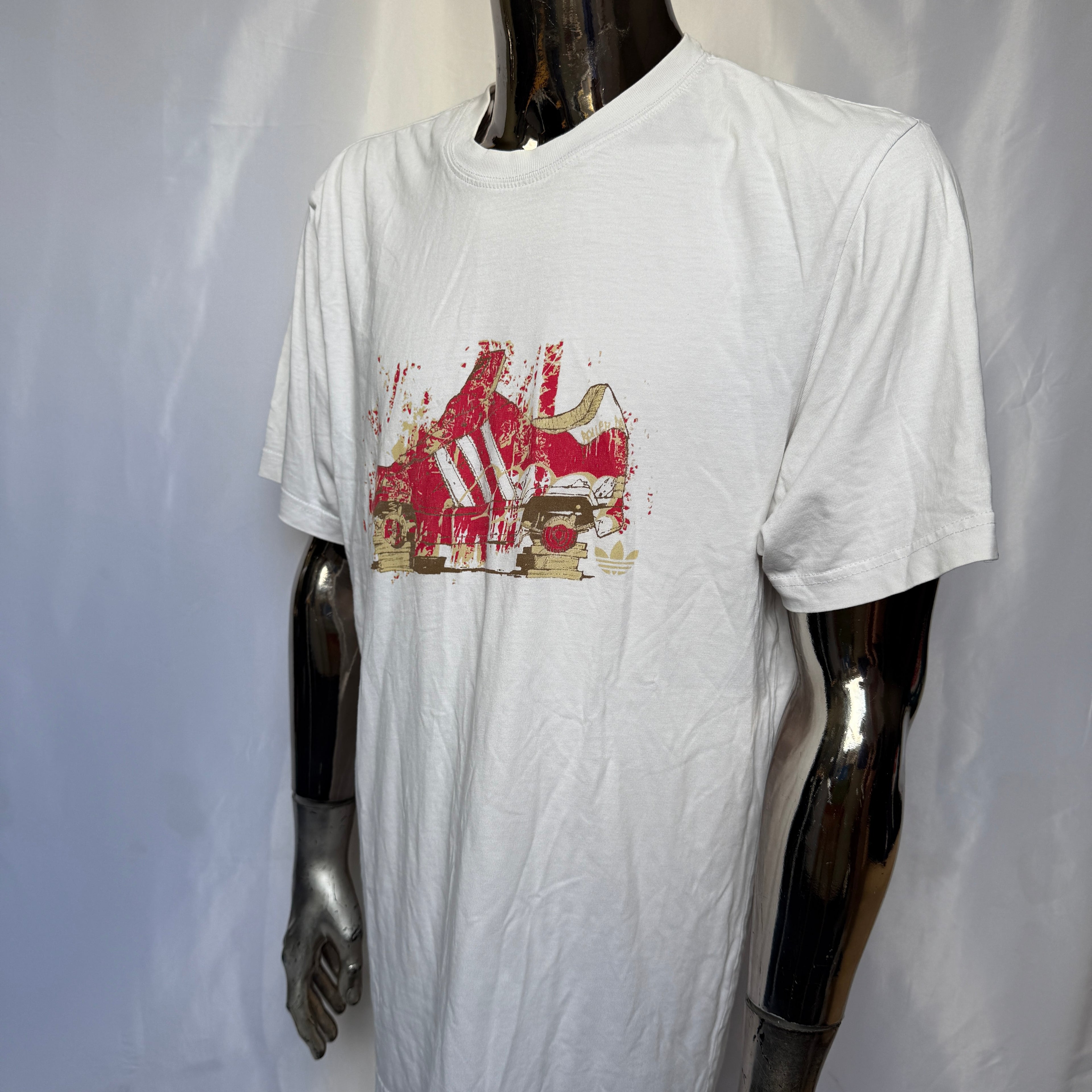 Adidas Originals T-Shirt – Red Trefoil Sneaker Print (Vintage) - Größe XL