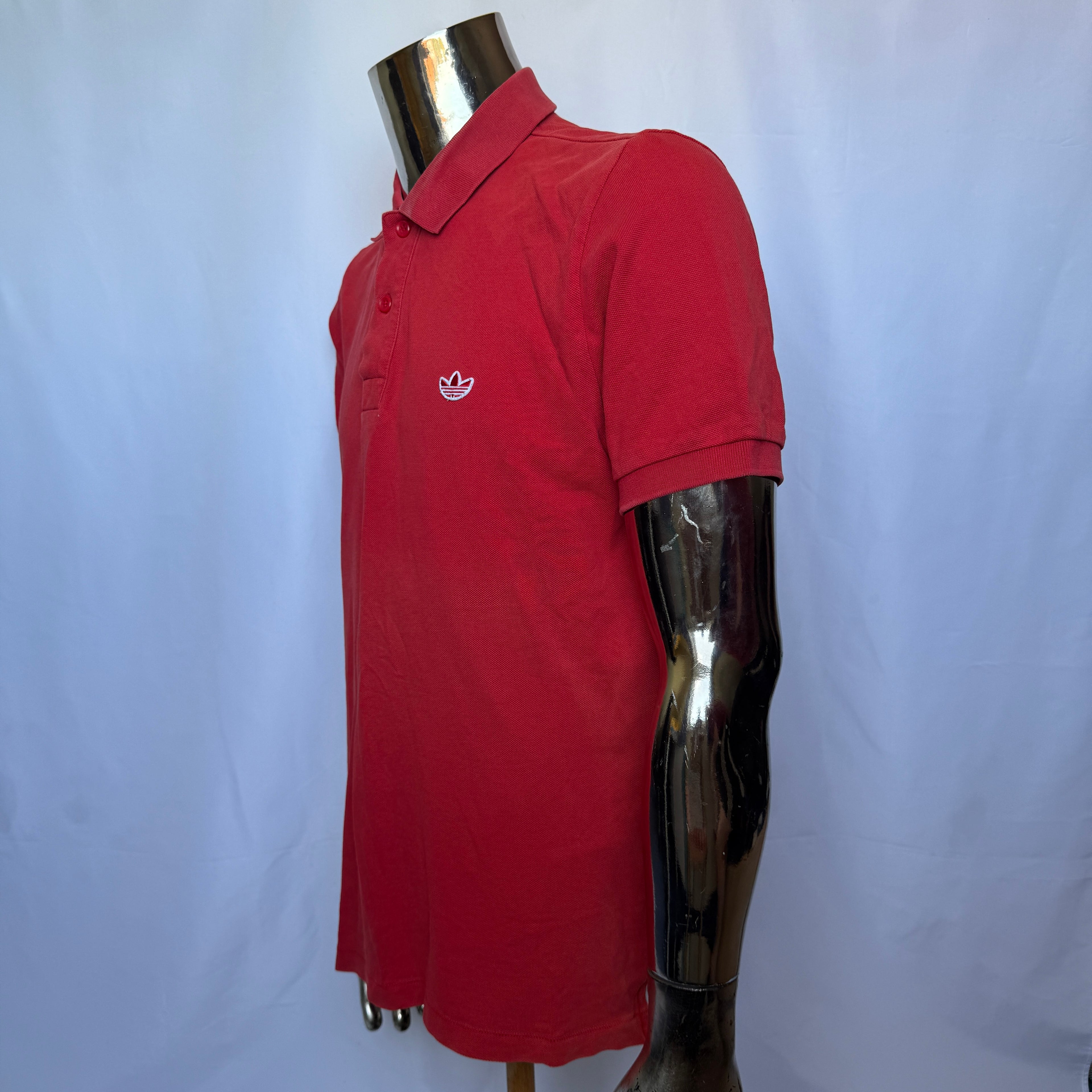 Adidas Originals Polo Shirt – Red Trefoil – 00er Jahre Vintage - Größe M