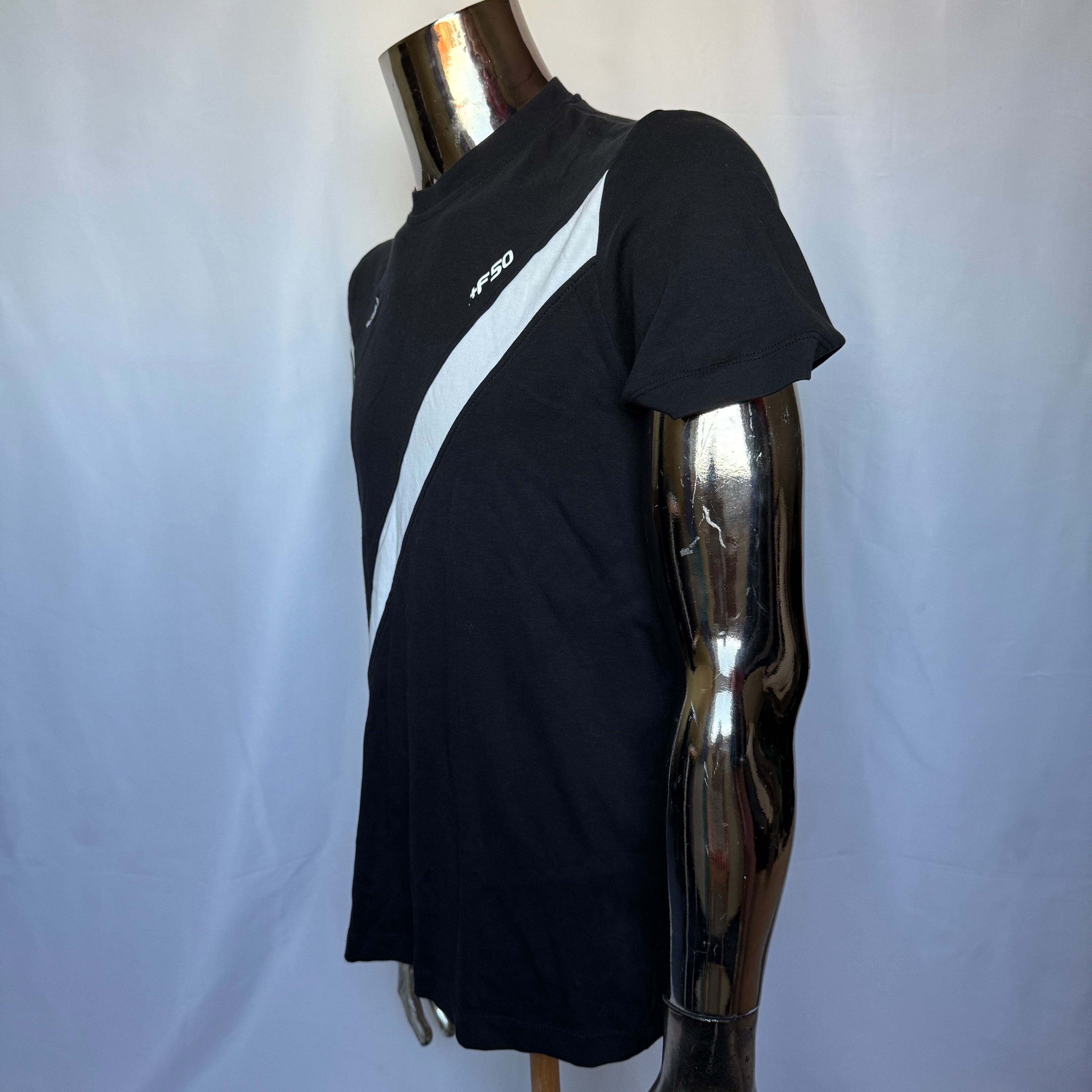 Adidas F50 T-Shirt – Black & White Panel Design – frühe 00er Vintage - Größe L
