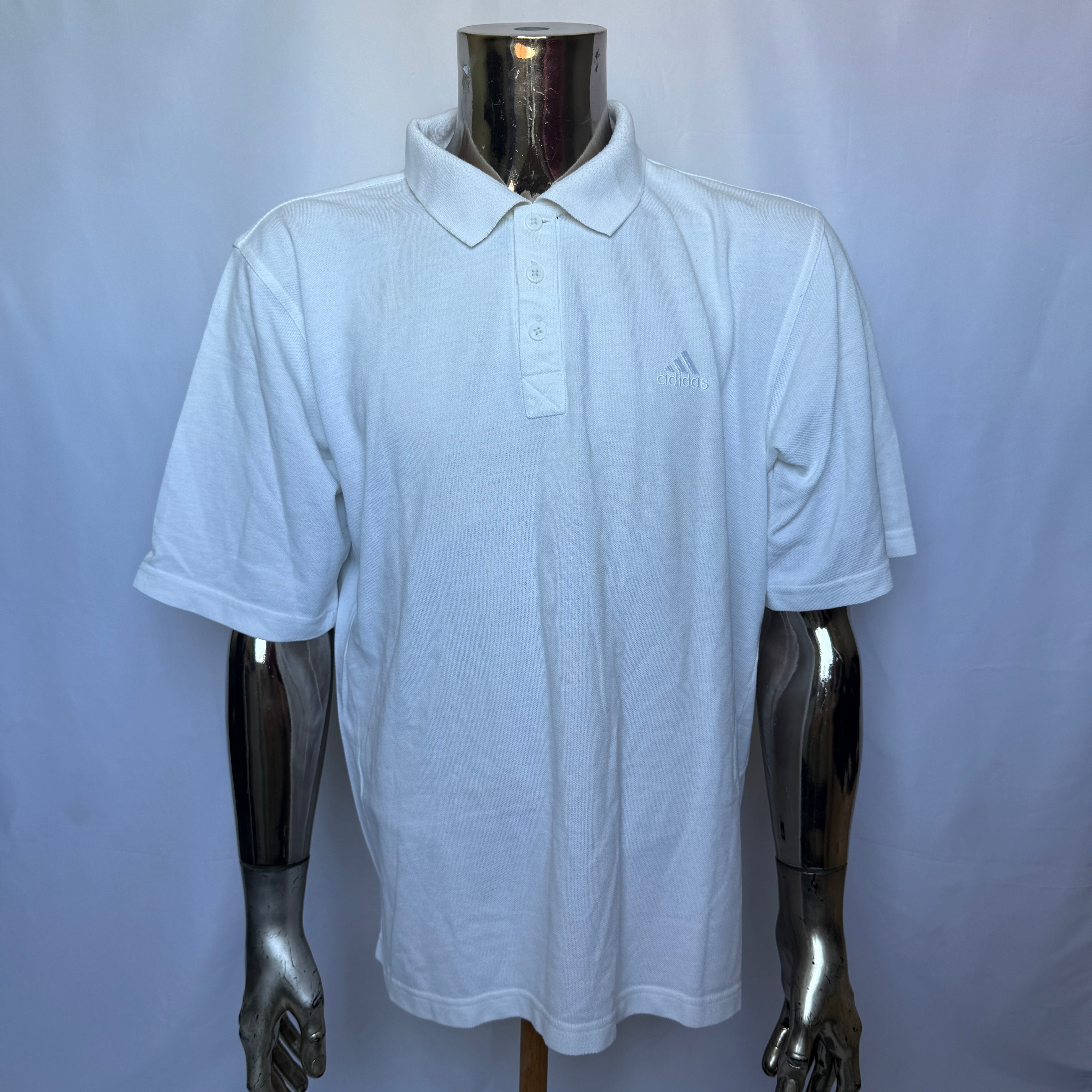 Adidas Polo Shirt – White Classic – Release 2000 Vintage – Größe L