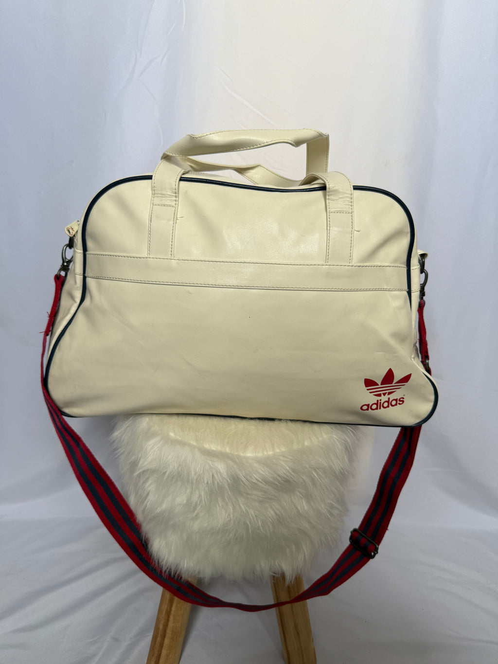 adidas Vintage Sporttasche / Tasche – Creme/Rot (Trefoil / Duffle Bag)