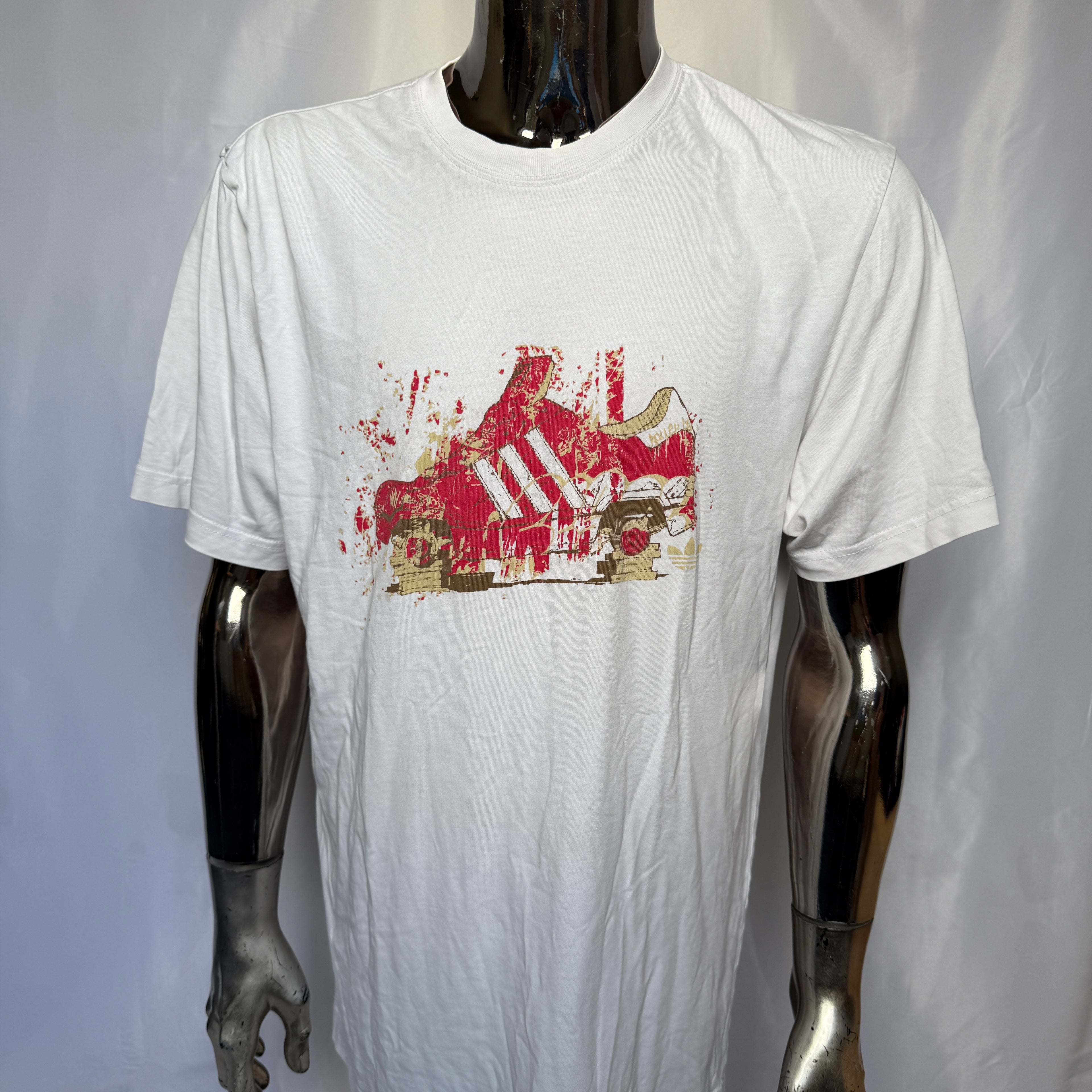 Adidas Originals T-Shirt – Red Trefoil Sneaker Print (Vintage) - Größe XL