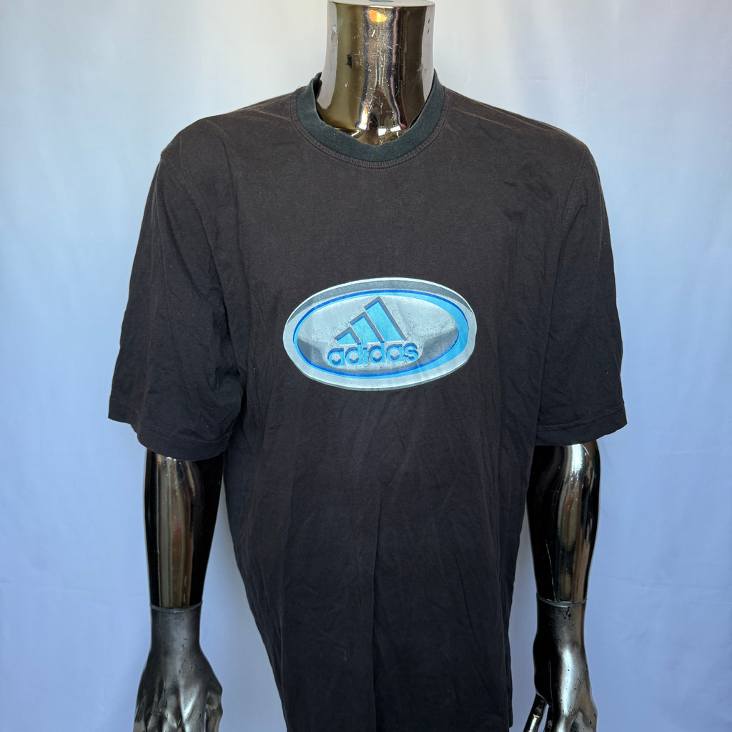 Adidas Performance T-Shirt – Oval Logo – späte 90er / frühe 00er Vintage - Größe L