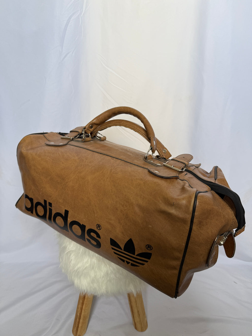 adidas 80er - 90er Vintage Leder Sporttasche / Reisetasche – Rarität
