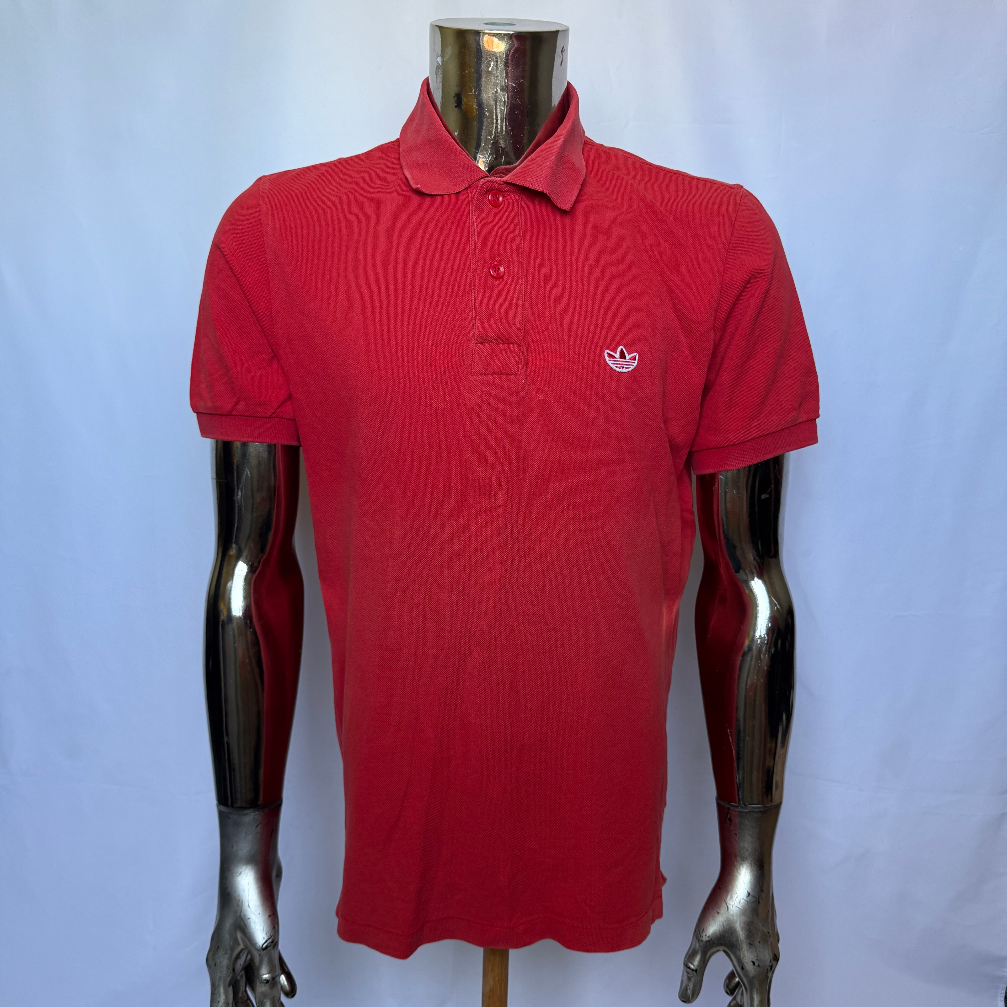 Adidas Originals Polo Shirt – Red Trefoil – 00er Jahre Vintage - Größe M
