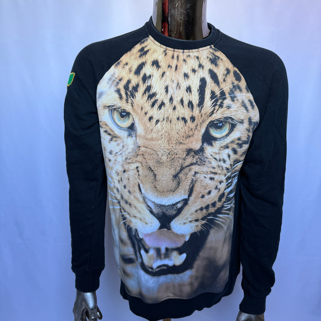 Adidas Sweatshirt / Pullover Leopard Frontprint (seltener Animal-Print) – Größe S