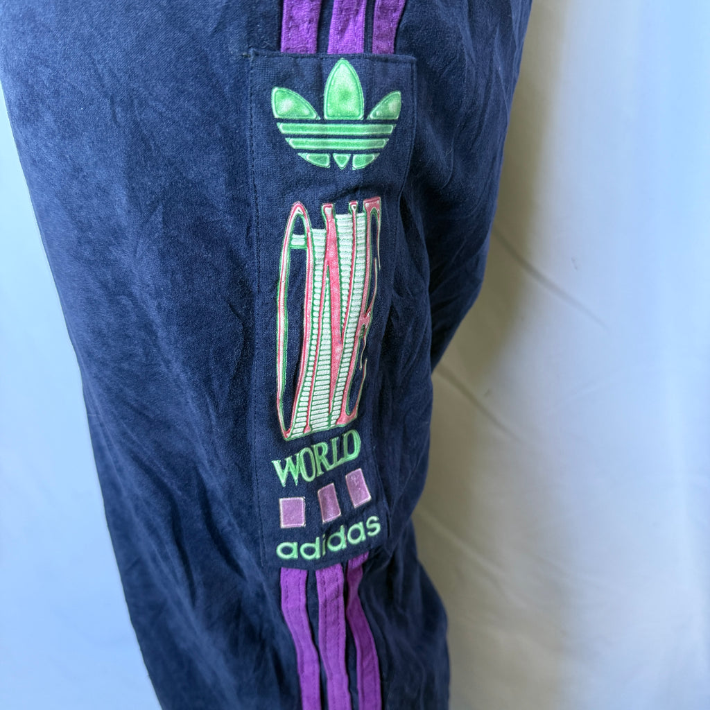 adidas Vintage Track Pants – Big Side Logo Patch – Trefoil – 3-Stripes – Gr. L