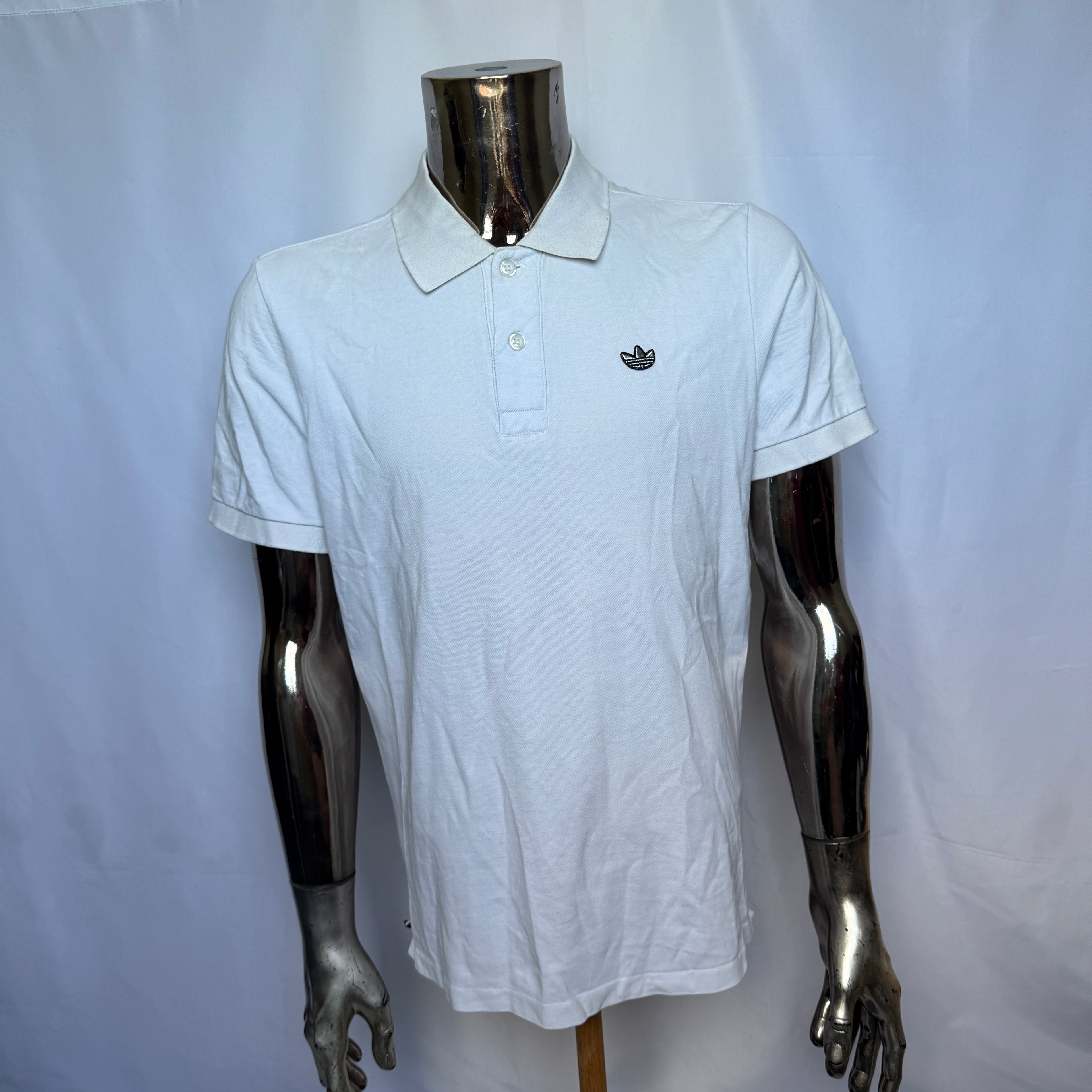 Adidas Originals Polo Shirt – White Trefoil - Sample (selten/Prototyp) - Größe L