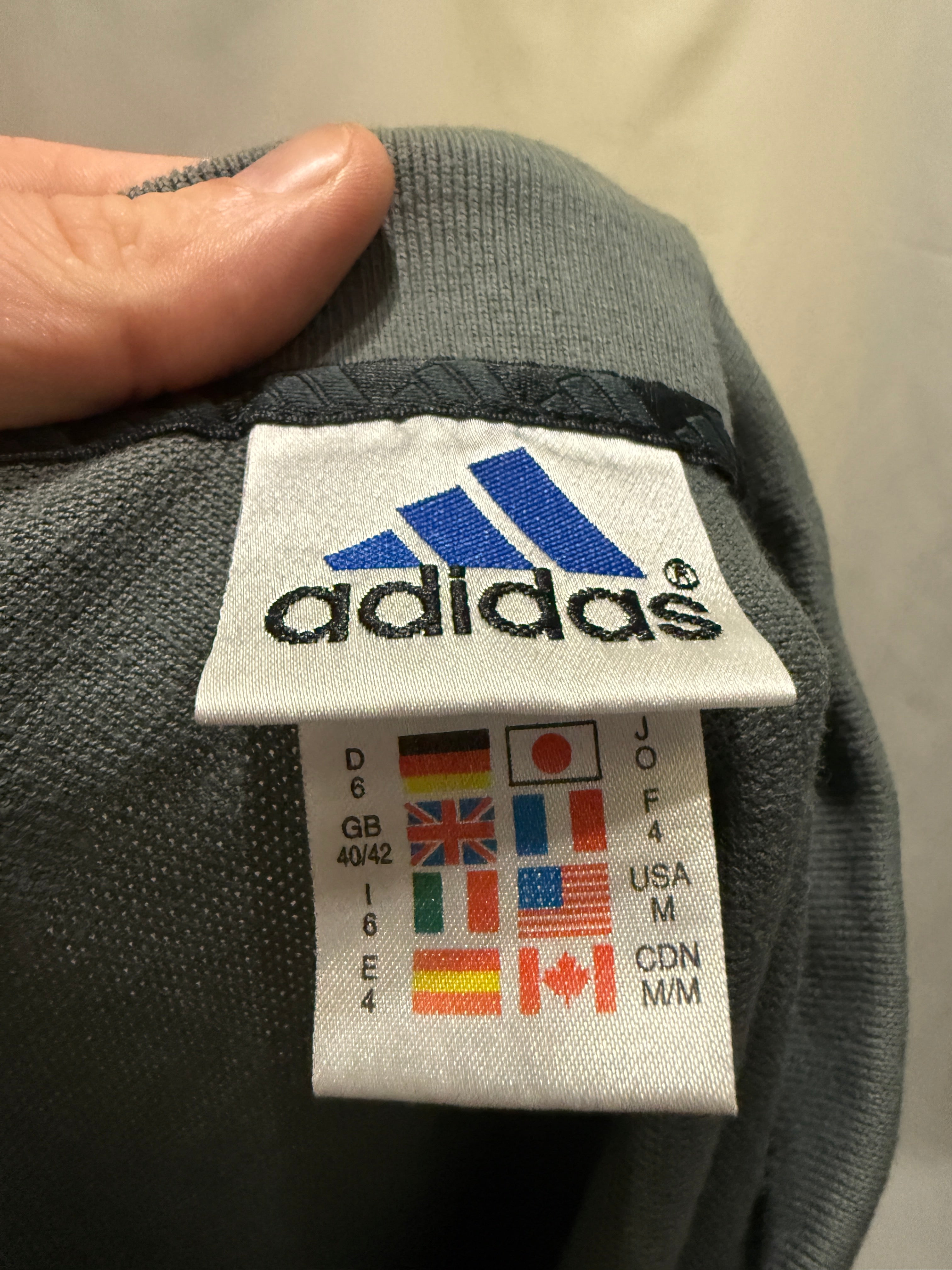 Adidas Performance Polo Shirt – Slate Grey – späte 90er Jahre - Größe M