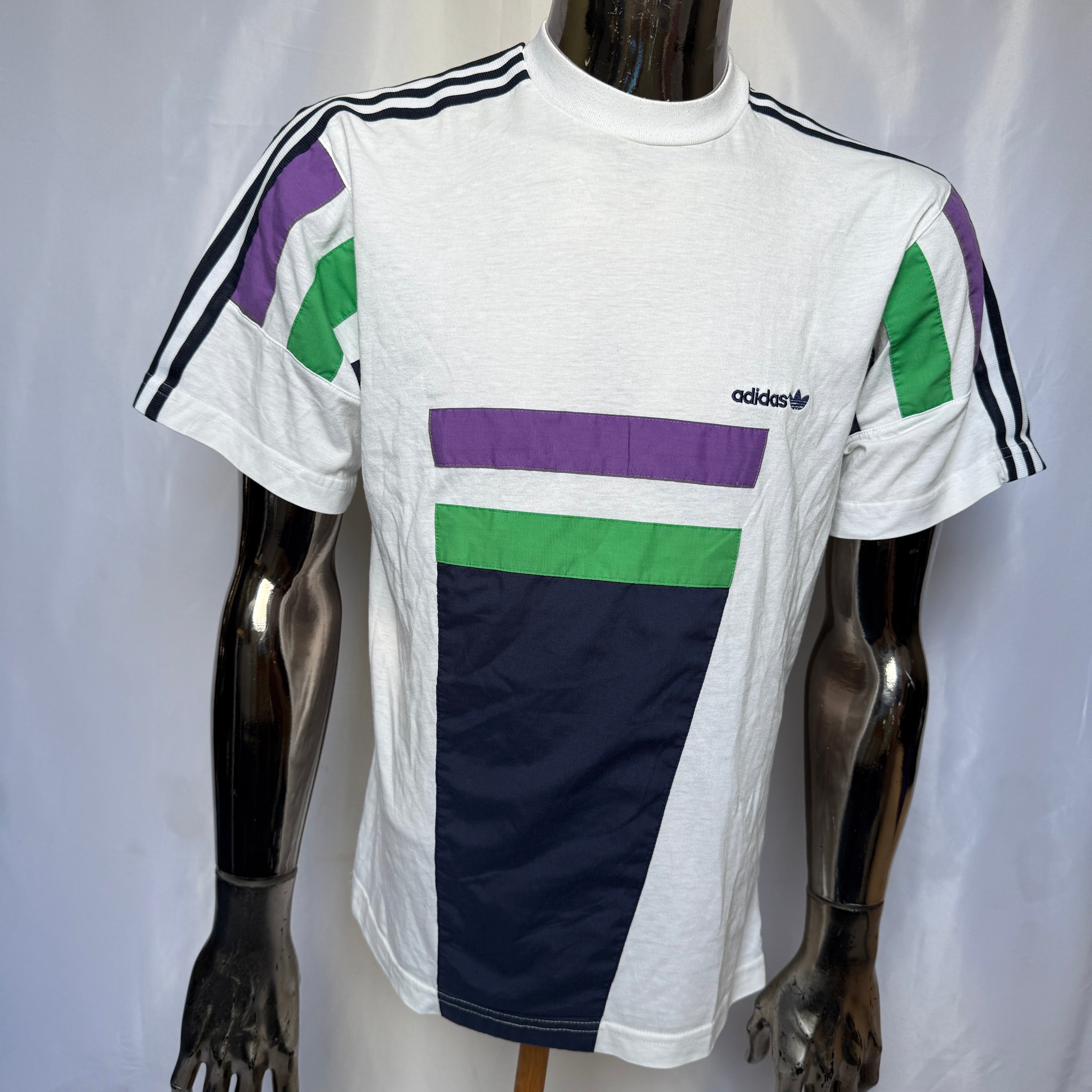 Adidas Originals T-Shirt – Patchwork Panel Design - 90er Jahre Vintage - Größe L