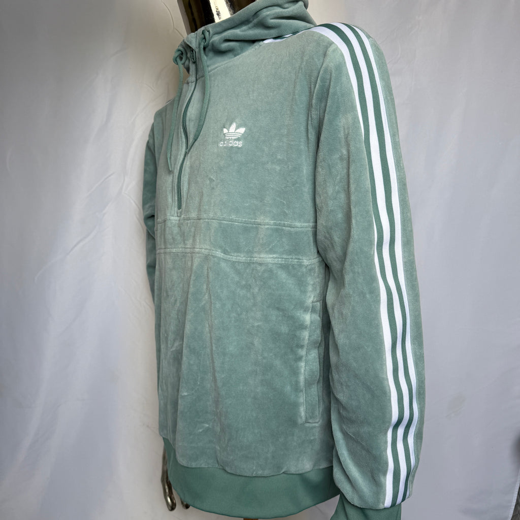 adidas Velour / Samt Hoodie / Pullover – Trefoil – Retro – Gr. M