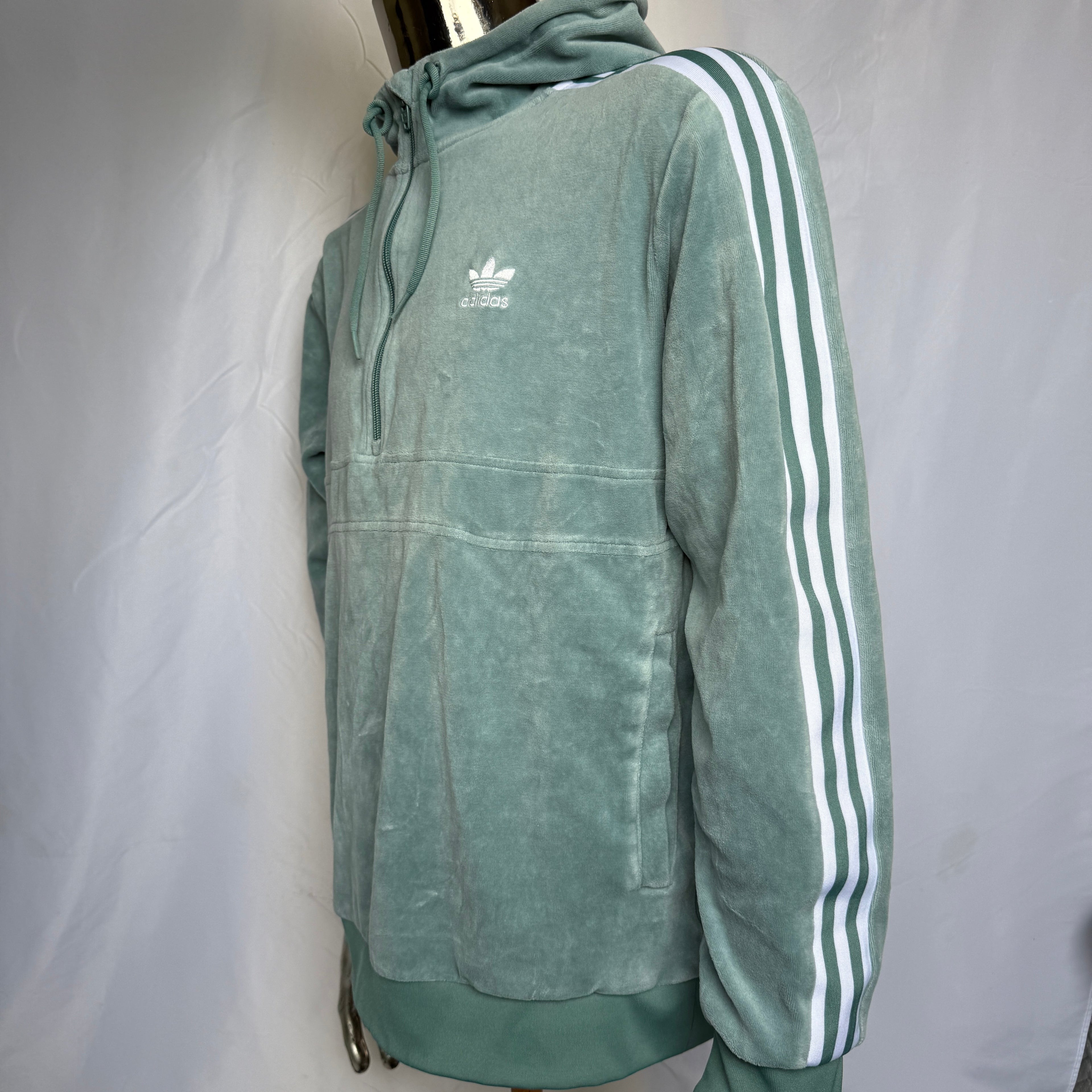 adidas Velour / Samt Hoodie / Pullover – Trefoil – Retro – Gr. M