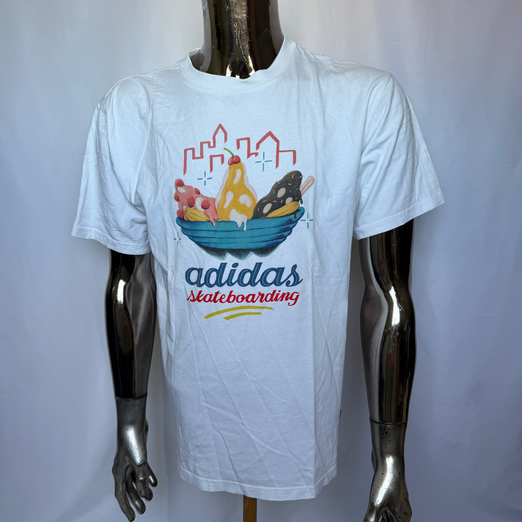 Adidas Skateboarding T-Shirt – “Ice Cream Bowl” Graphic – Retro - Größe L