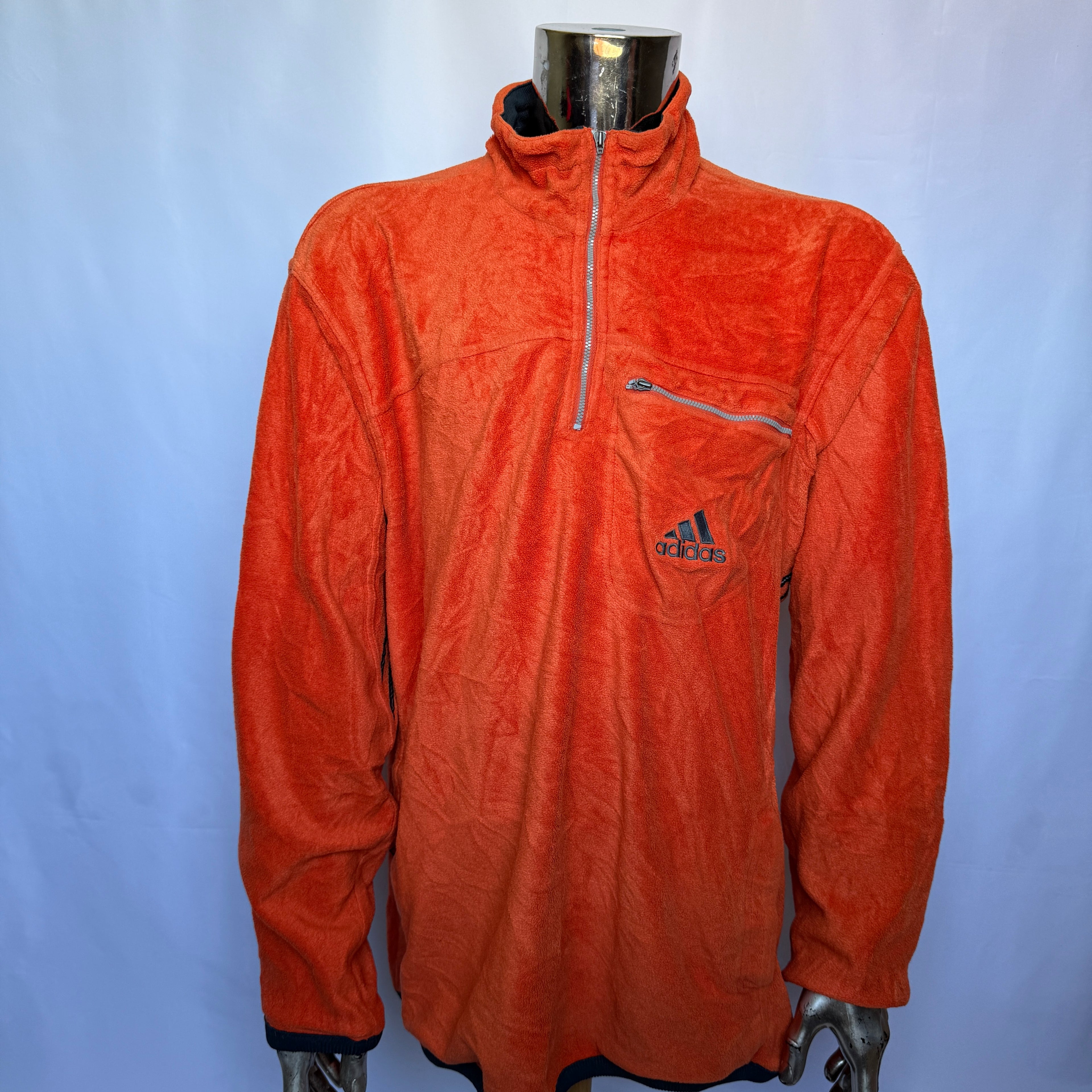 Adidas Half-Zip Fleece Pullover / Sweatshirt – späte 1990er Vintage - Größe L