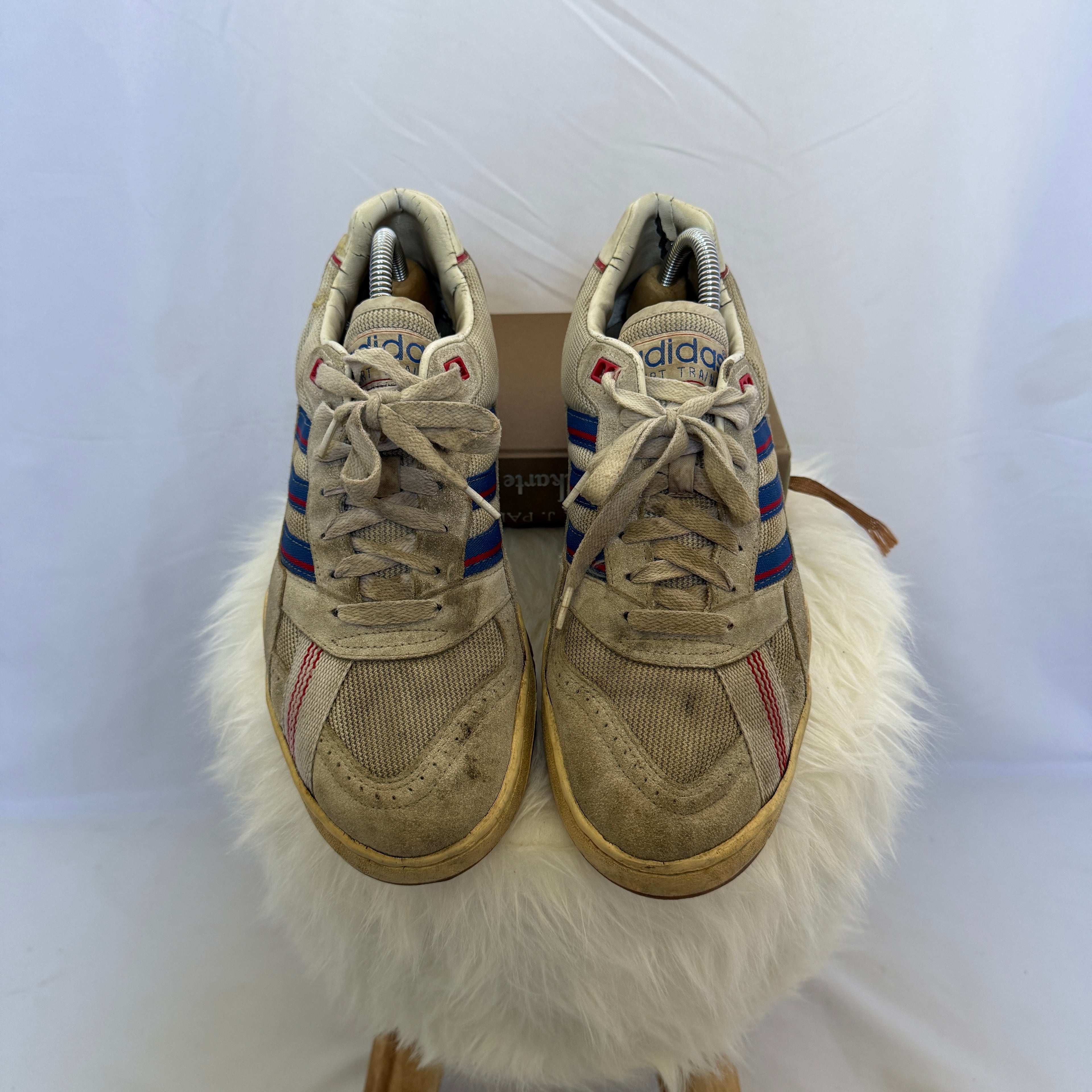 adidas Vintage Sneaker – Beige/Blau/Rot – Größe 43 1/3