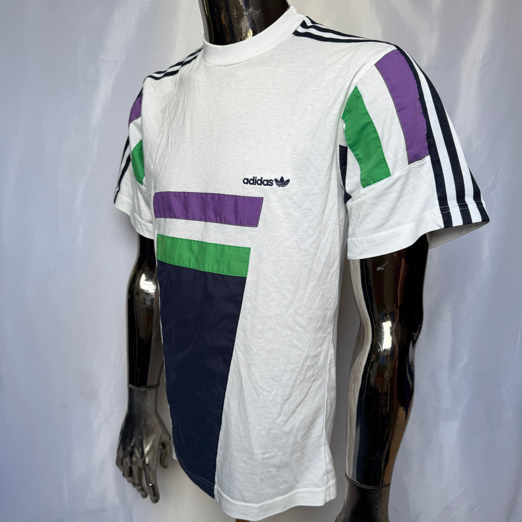 Adidas Originals T-Shirt – Patchwork Panel Design - 90er Jahre Vintage - Größe L