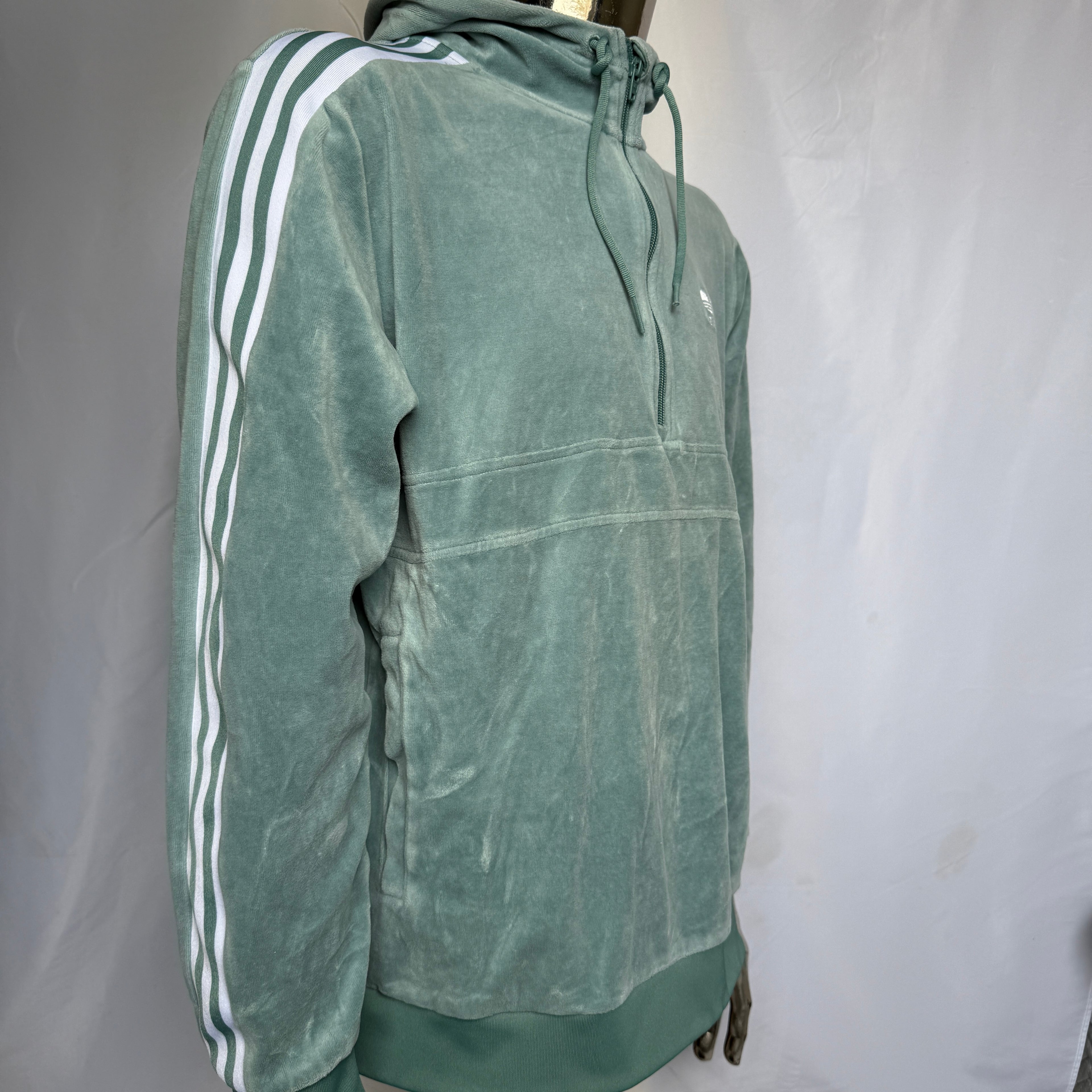 adidas Velour / Samt Hoodie / Pullover – Trefoil – Retro – Gr. M
