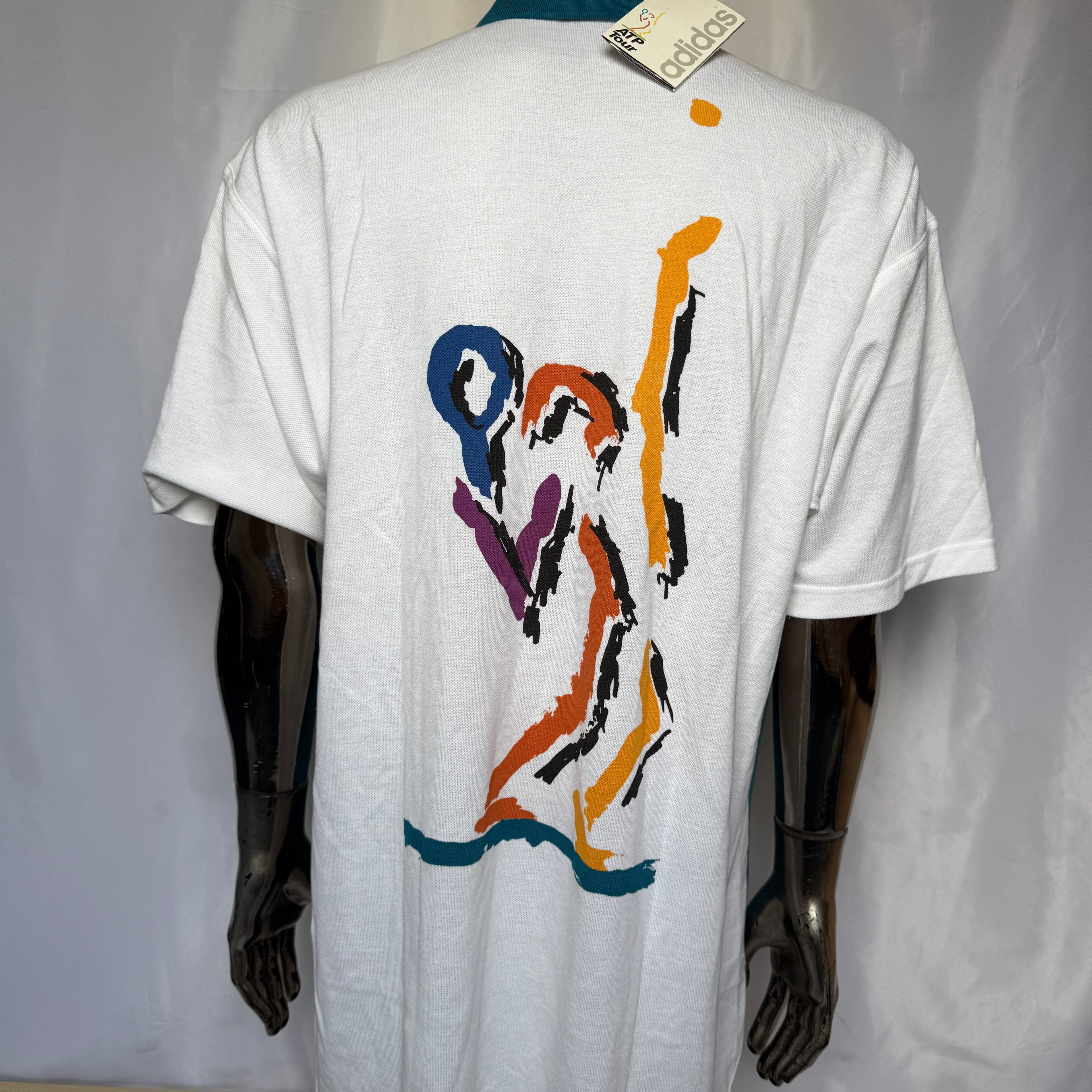 Adidas ATP Tour Polo – „Leon Polo“ (Deadstock mit Hangtag) - 90er Vintage - Größe L