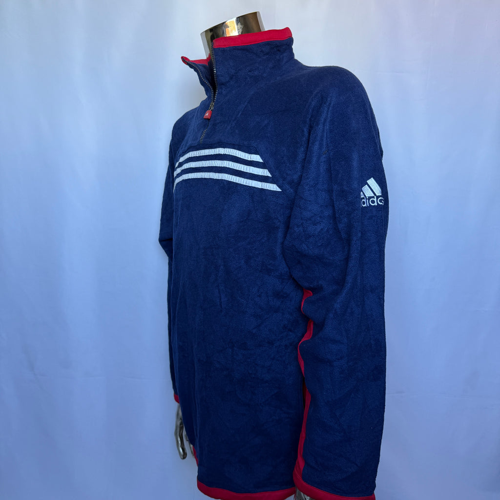 Adidas Fleece Pullover / Sweatshirt – frühe 90er Jahre (Sample, selten) – Größe XL