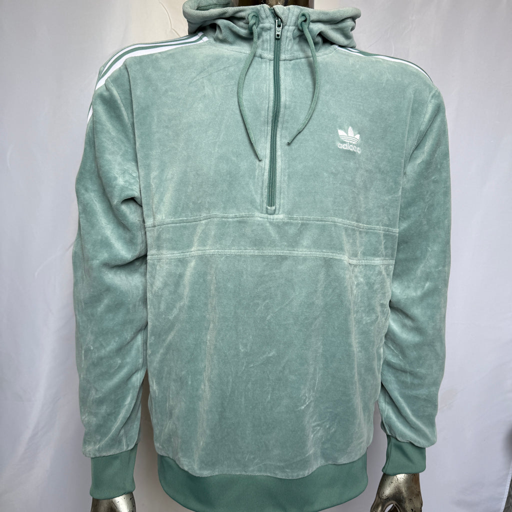 adidas Velour / Samt Hoodie / Pullover – Trefoil – Retro – Gr. M