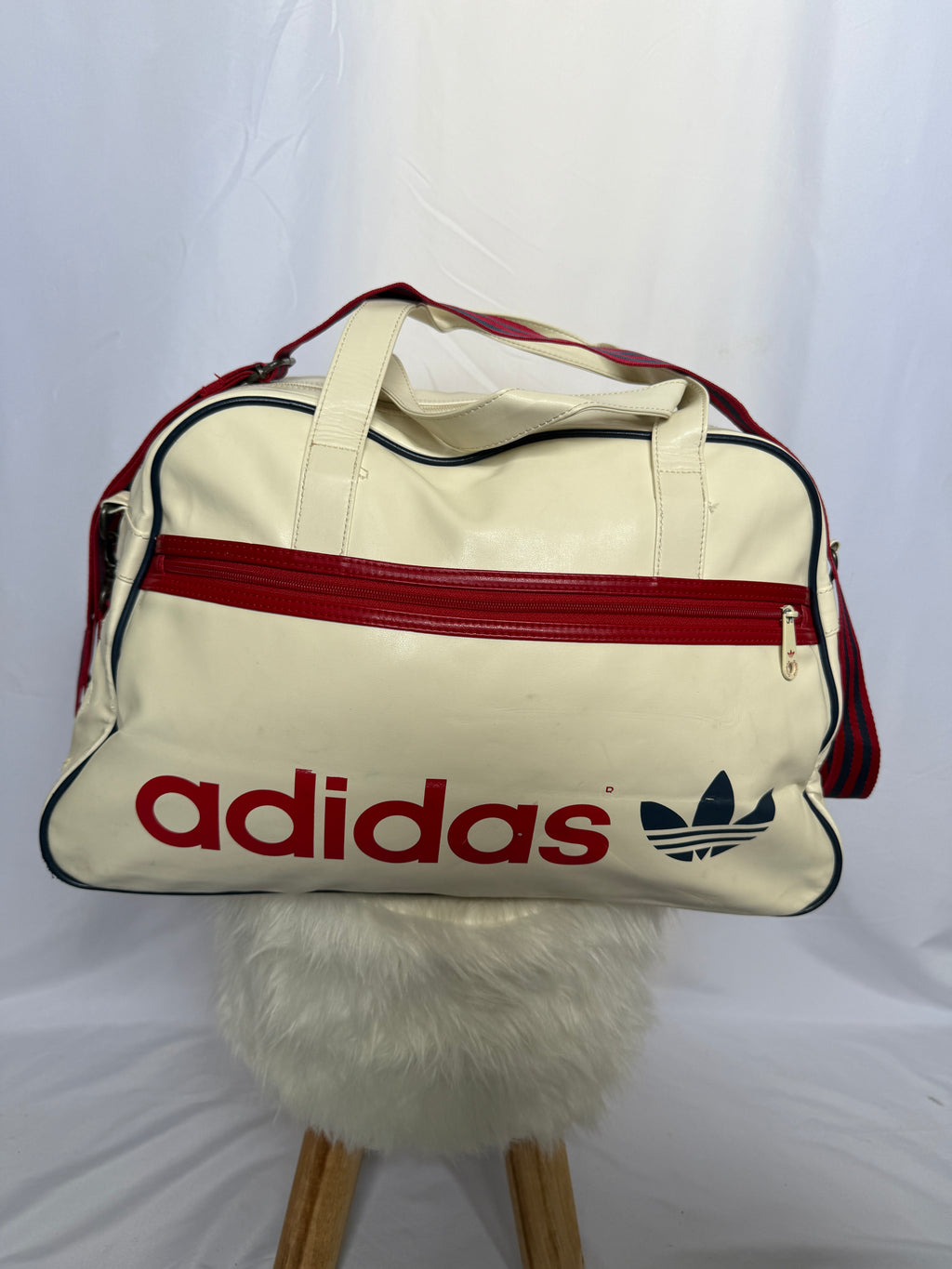 adidas Vintage Sporttasche / Tasche – Creme/Rot (Trefoil / Duffle Bag)