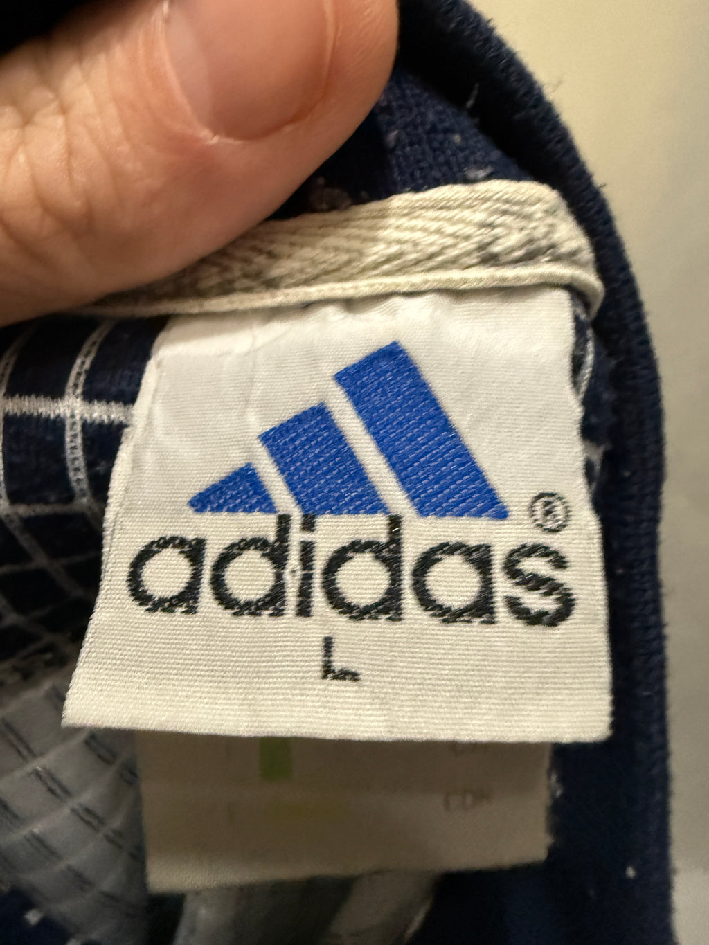 Adidas Polo-Shirt – Navy Check Pattern – frühe 00er Jahre - Größe L