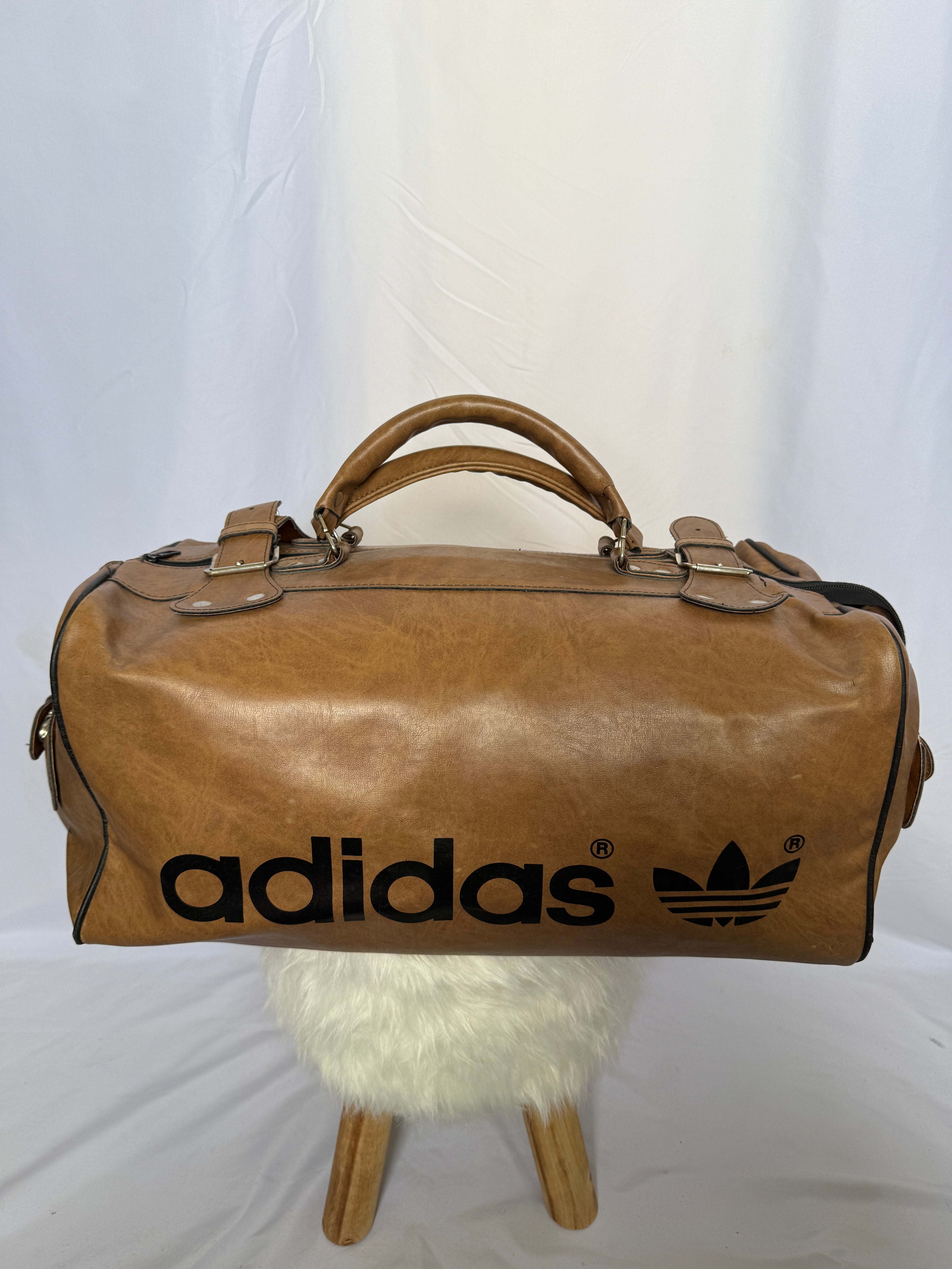 adidas 80er - 90er Vintage Leder Sporttasche / Reisetasche – Rarität