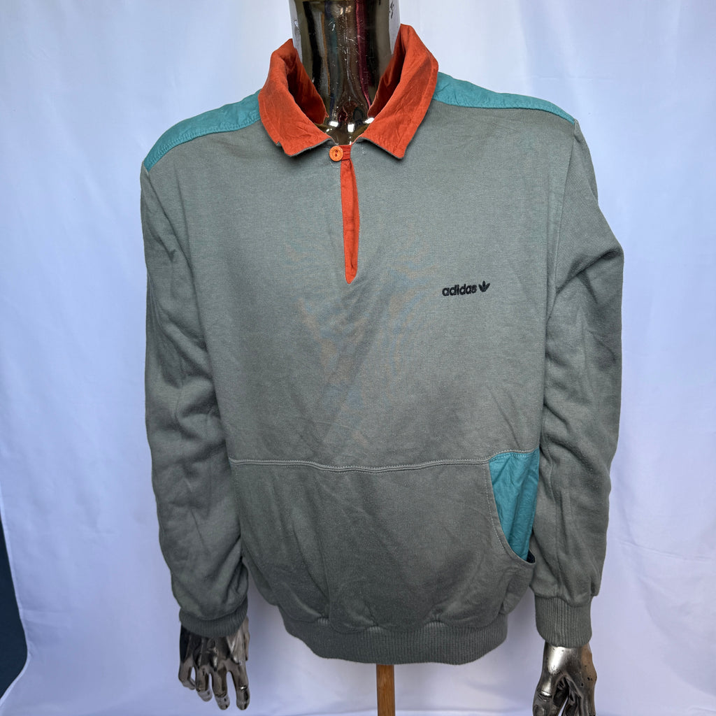 Adidas Vintage Sweatshirt / Polo – Made in France – 80er Jahre (Vintage / Rarität) - Größe L