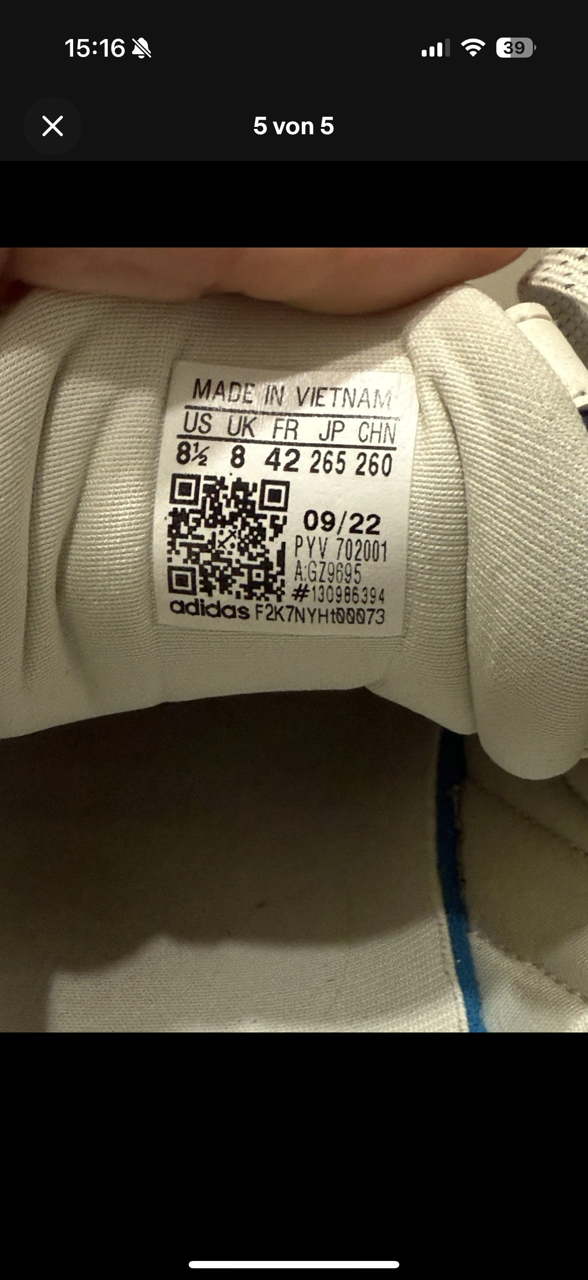 Adidas Sneaker Ozrah “Off White/Beige” – Größe 42 (US 8,5)