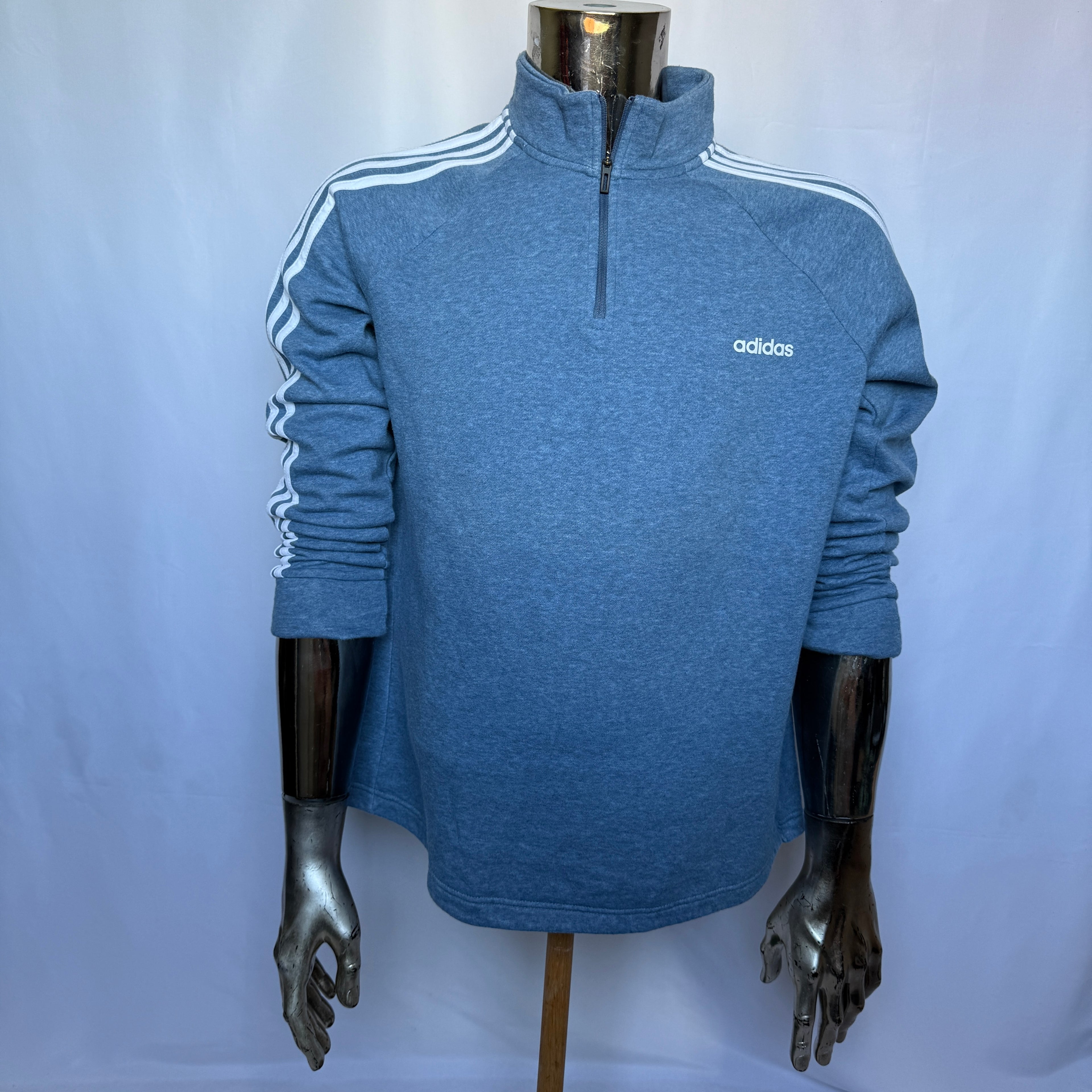 Adidas Half-Zip Pullover – Blau/Weis – Größe XL