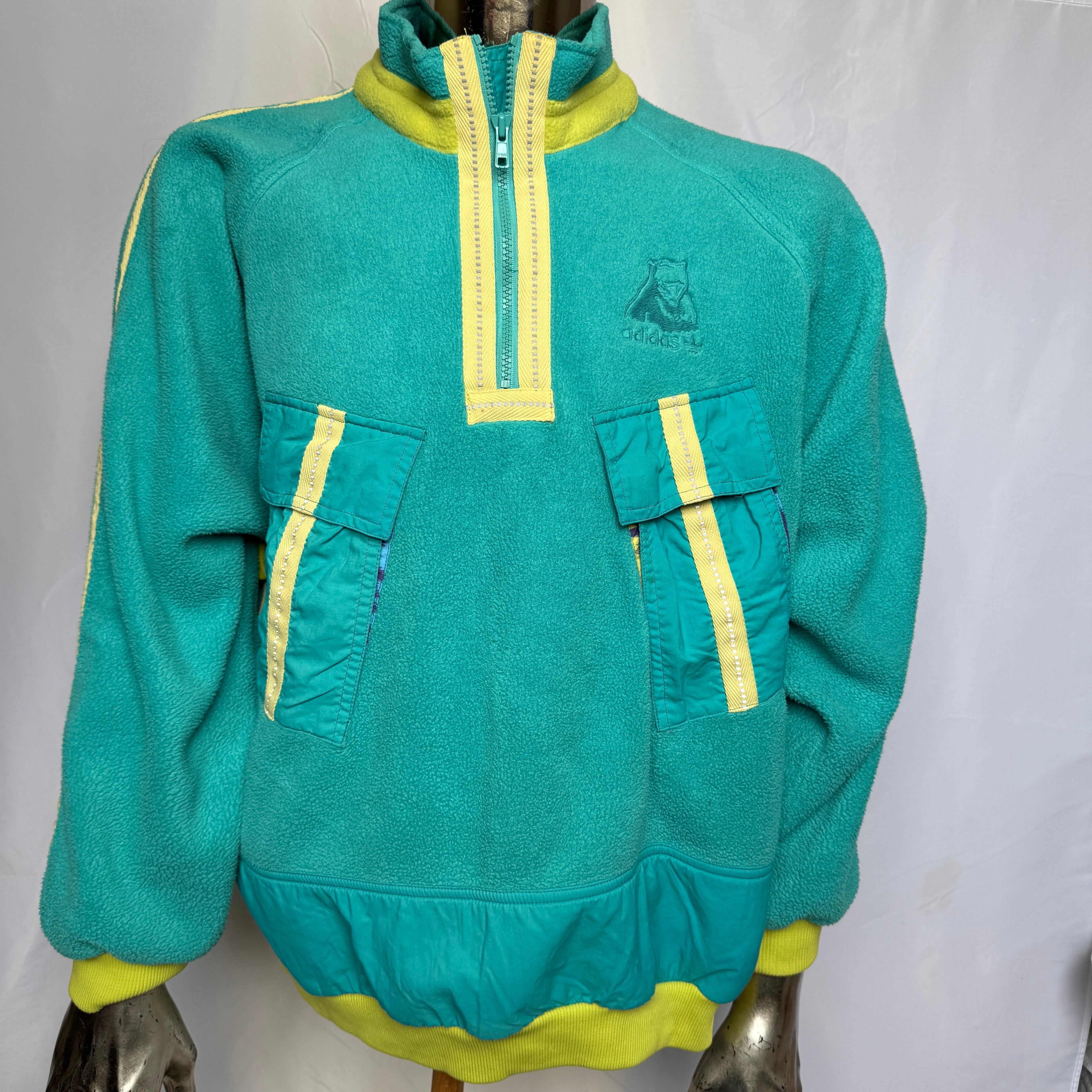 adidas 80er 90er Vintage Polarlite / Trekking Fleece Pullover / Hoodie – Colorblock – Gr. M